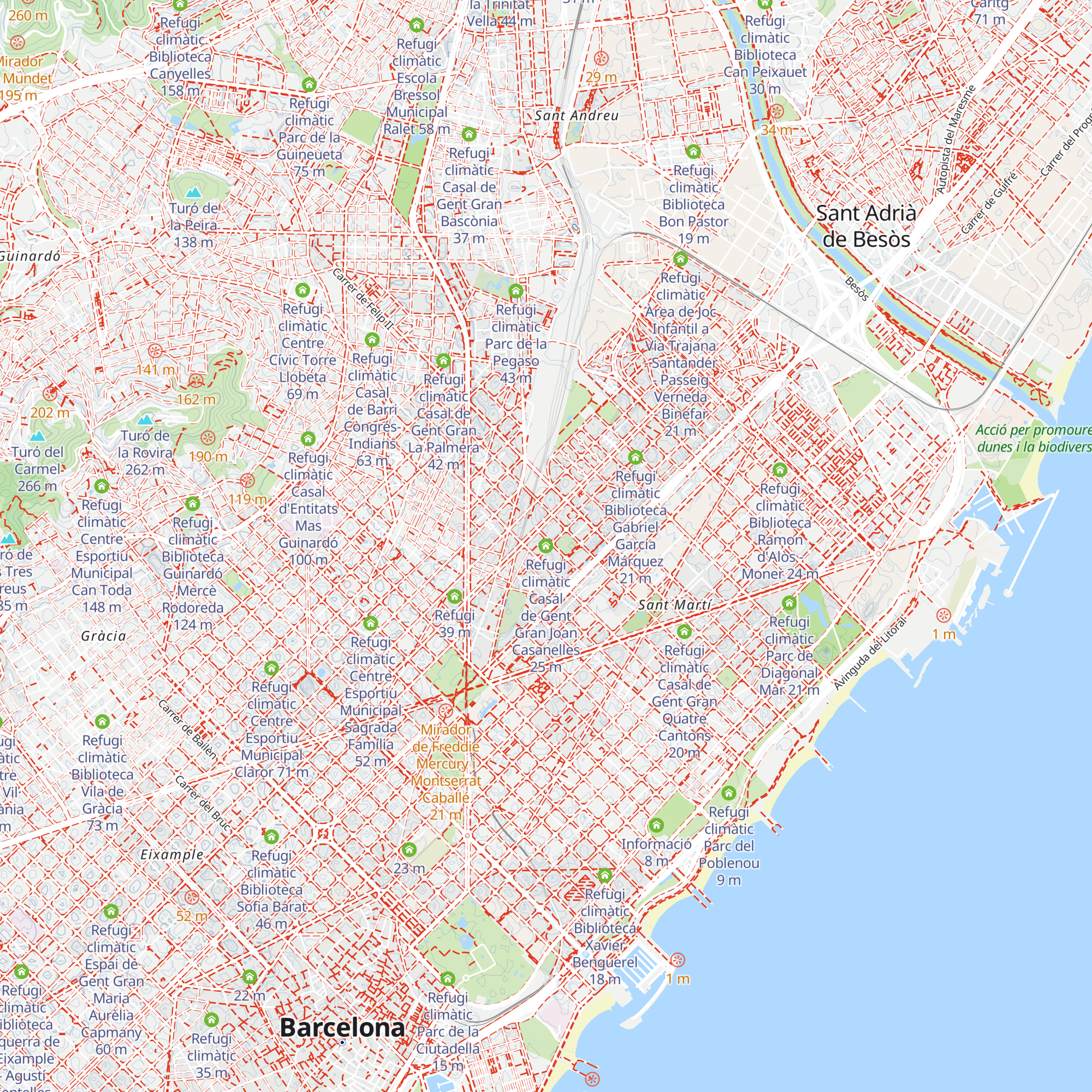 Refugi climàtic Casal de Gent Gran Joan Casanelles map