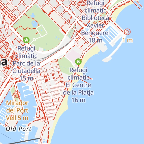 Map of Refugi climàtic Parc de la Barceloneta