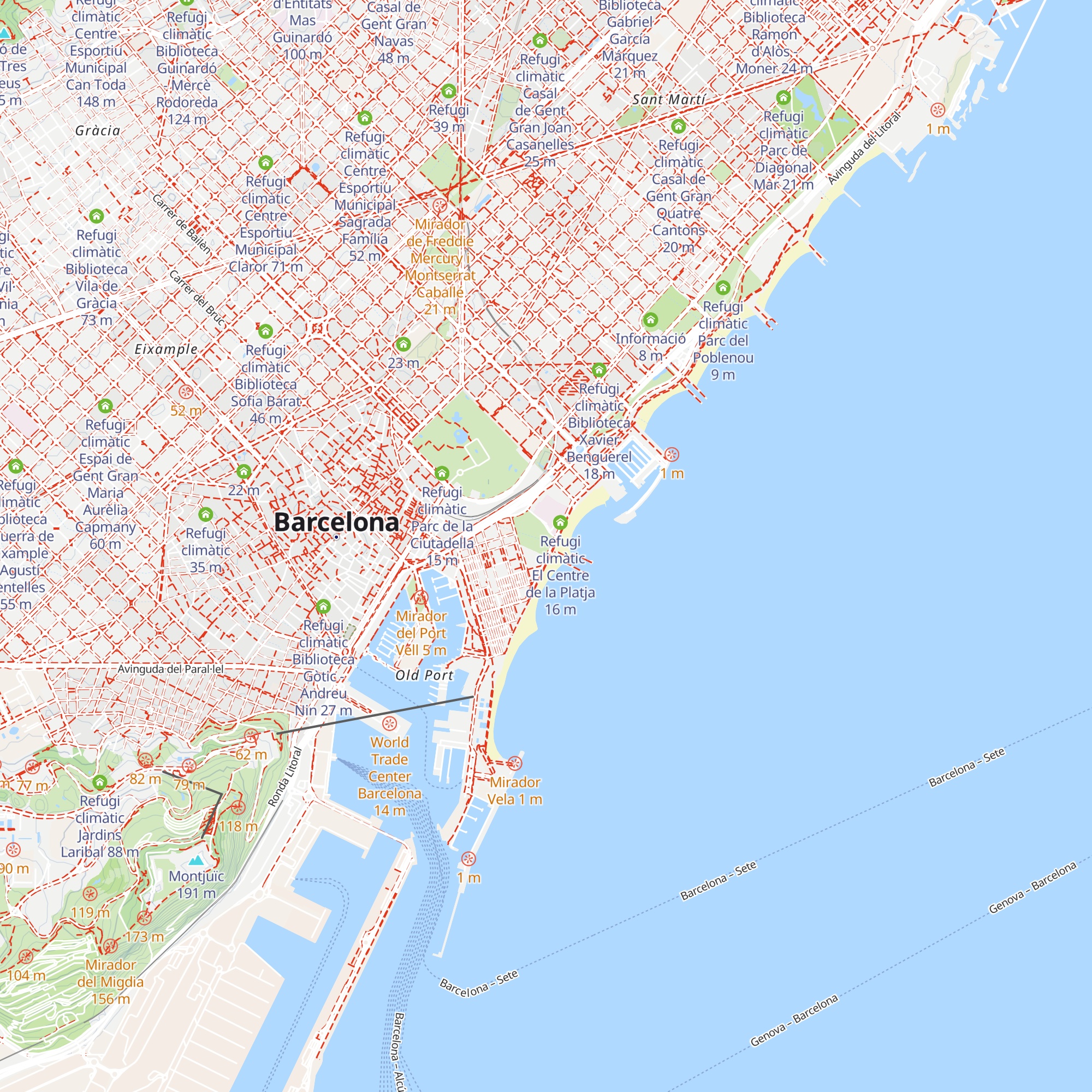 Refugi climàtic Parc de la Barceloneta map
