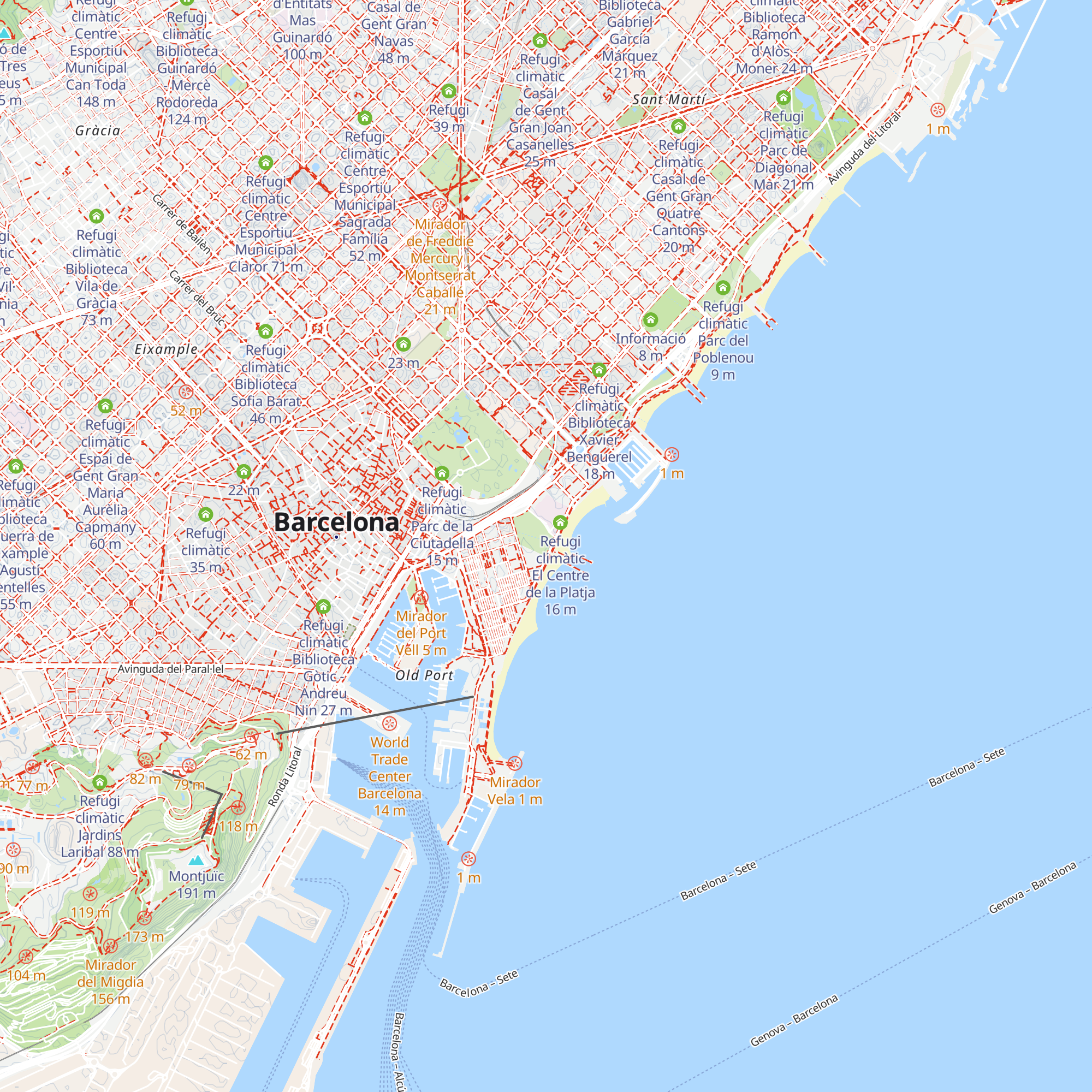 Refugi climàtic Parc de la Barceloneta map