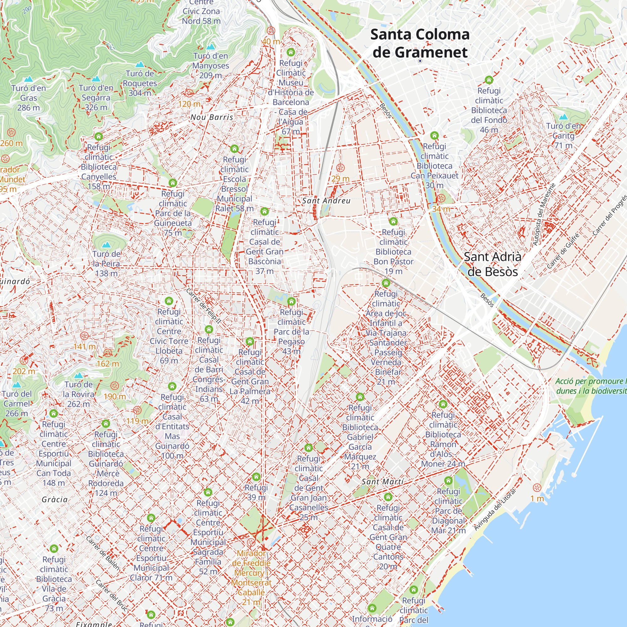 Refugi climàtic Biblioteca La Sagrera-Marina Clotet map