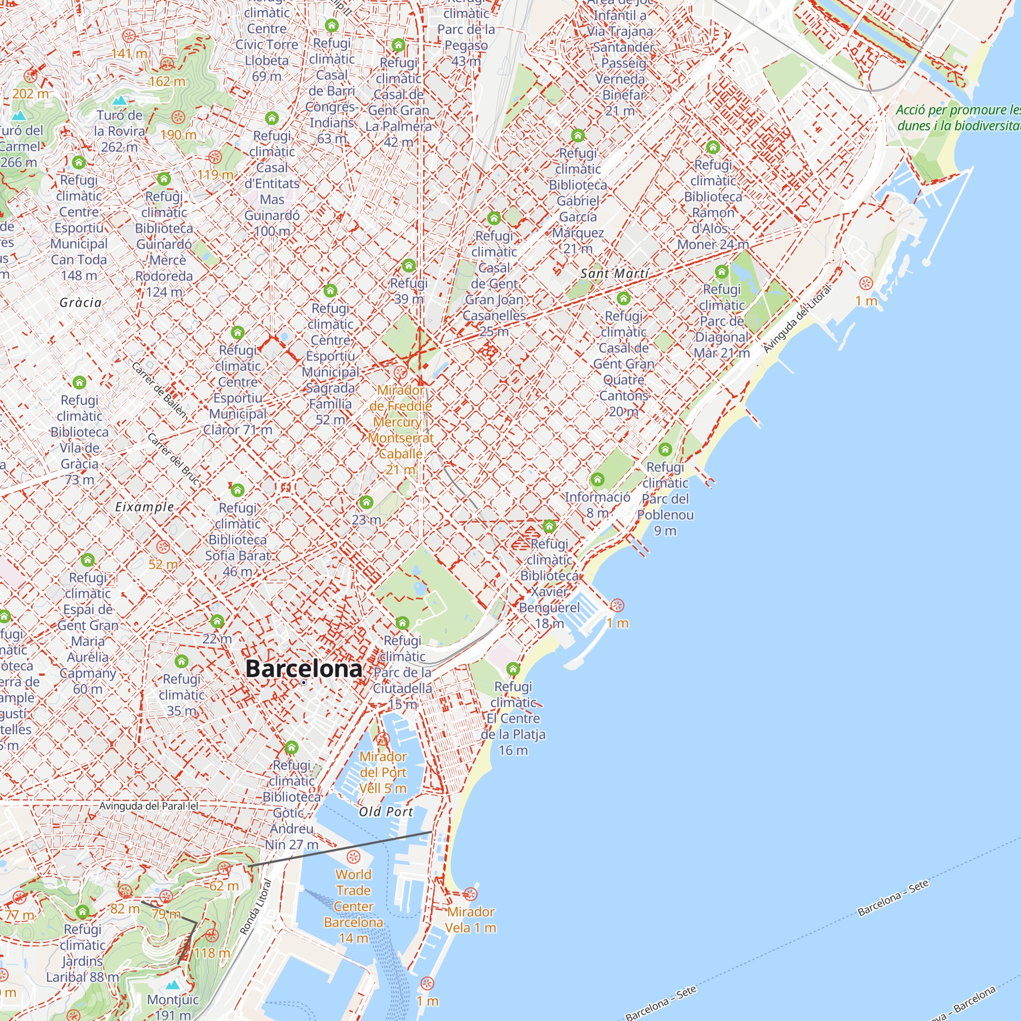 Refugi climàtic Escola Bogatell map