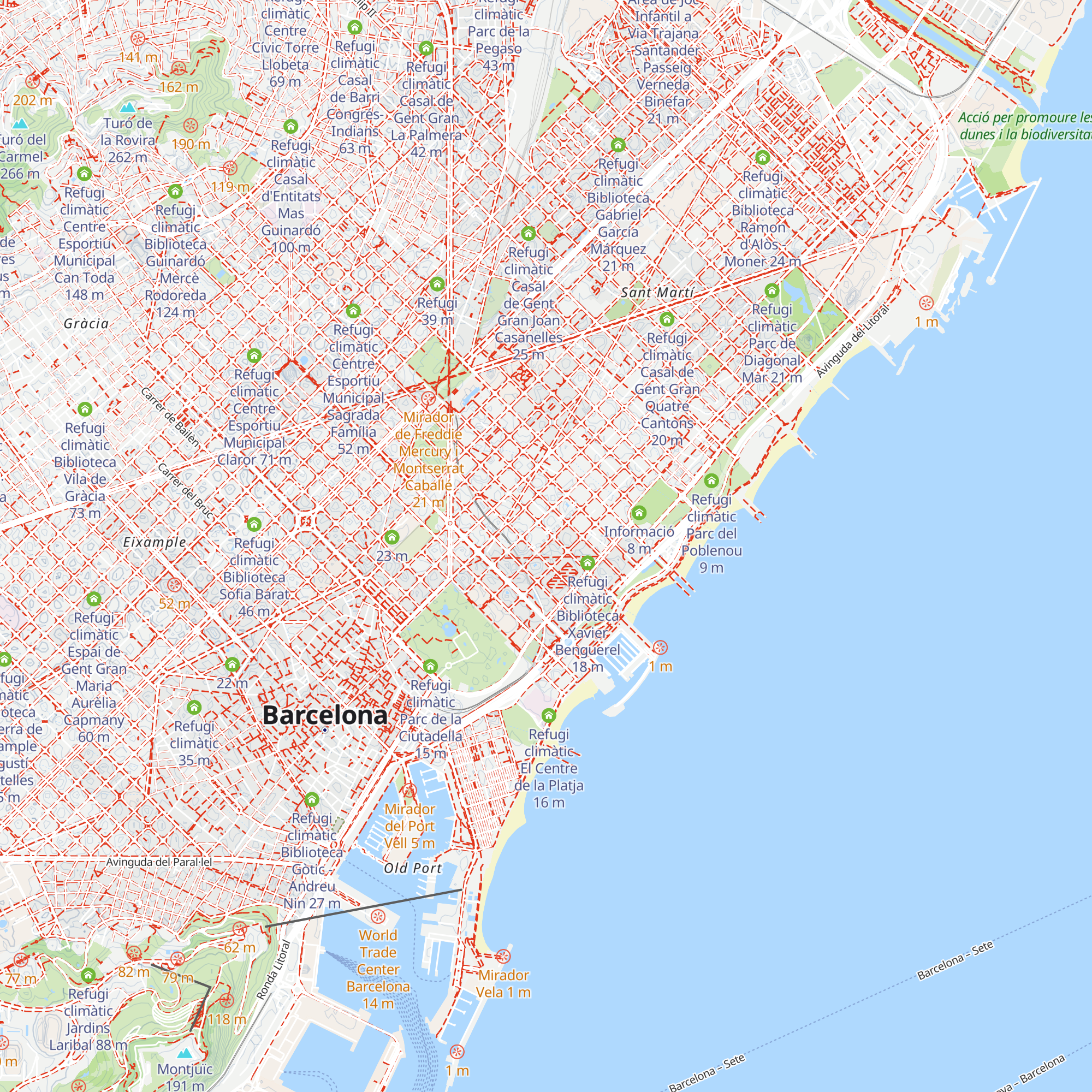 Refugi climàtic Escola Bogatell map