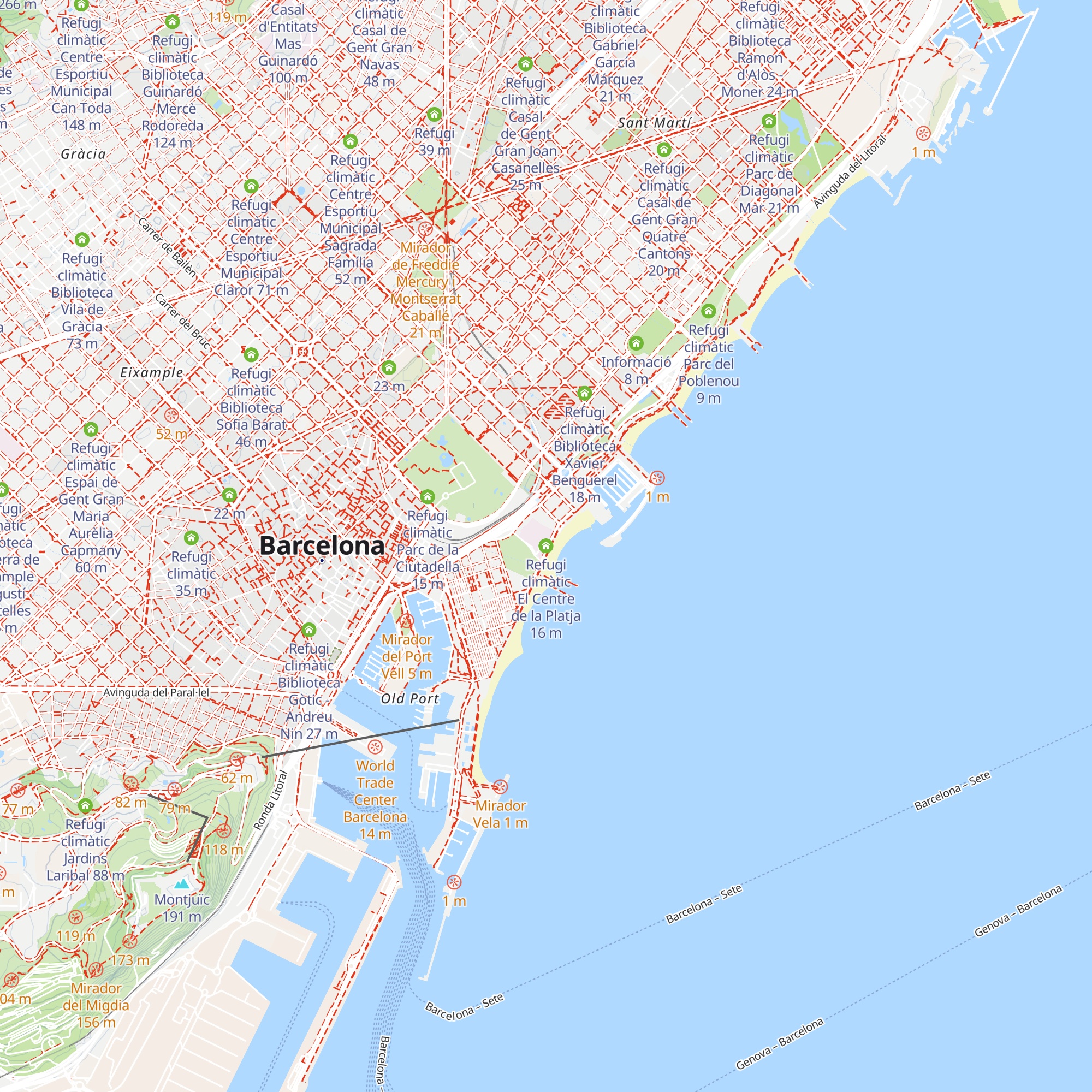 Refugi climàtic El Centre de la Platja map