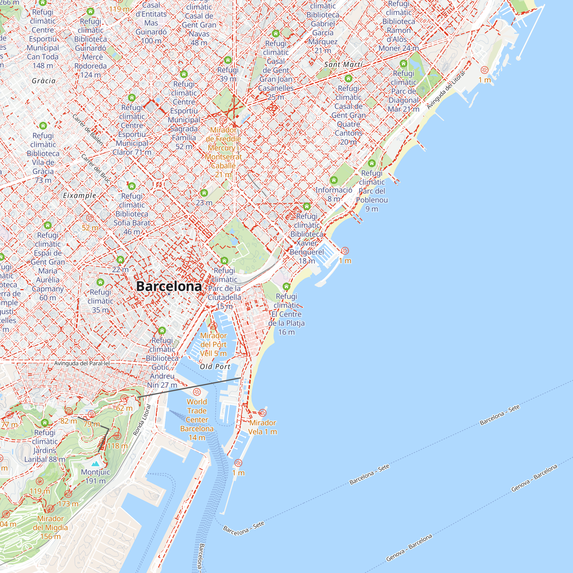 Refugi climàtic El Centre de la Platja map