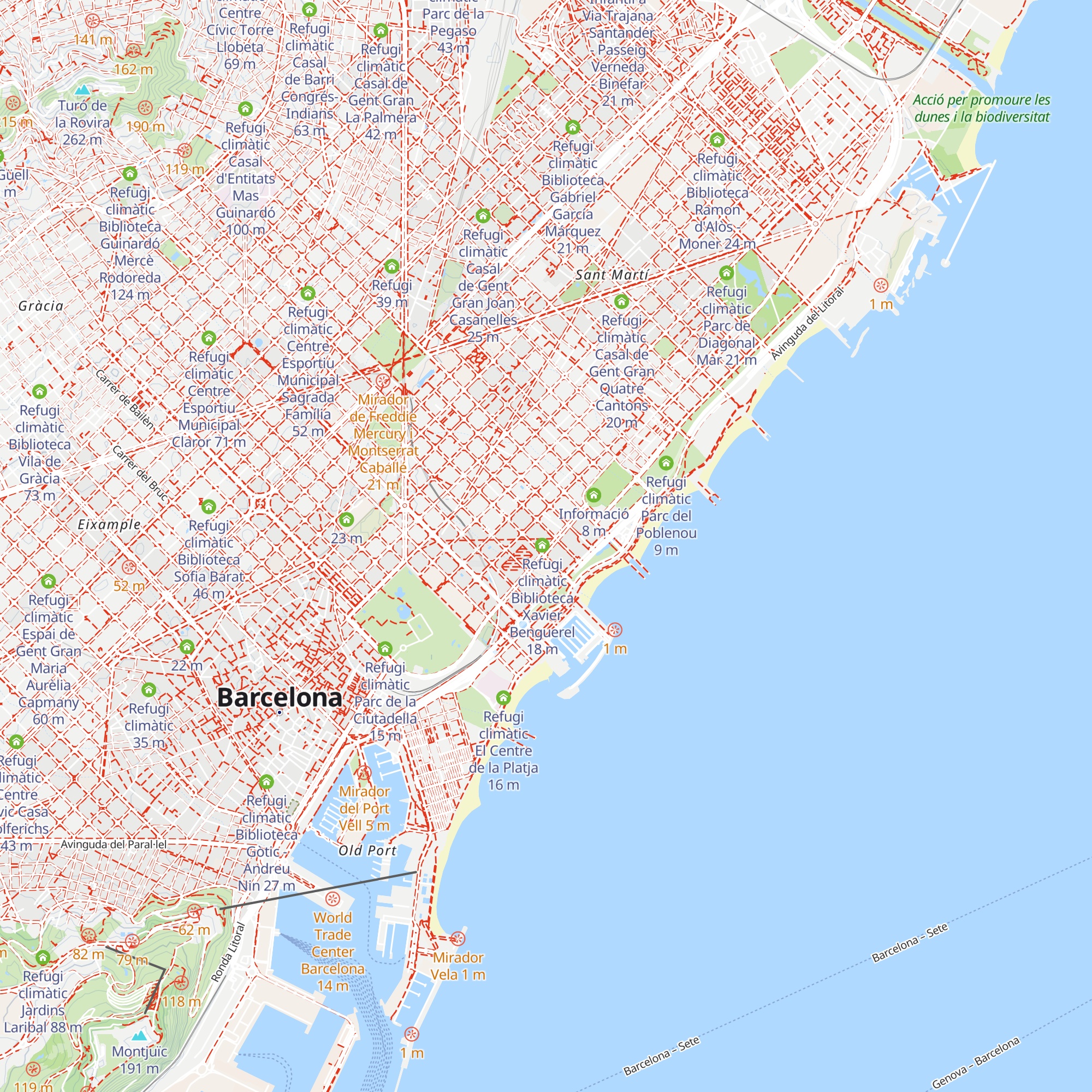 Refugi climàtic Centre Esportiu Municipal Nova Icària map