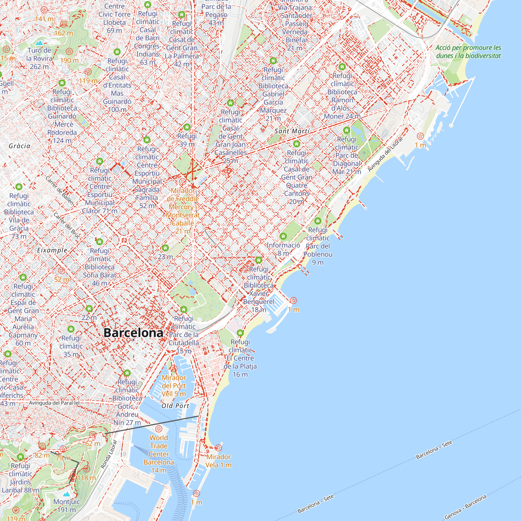 Refugi climàtic Centre Esportiu Municipal Nova Icària map