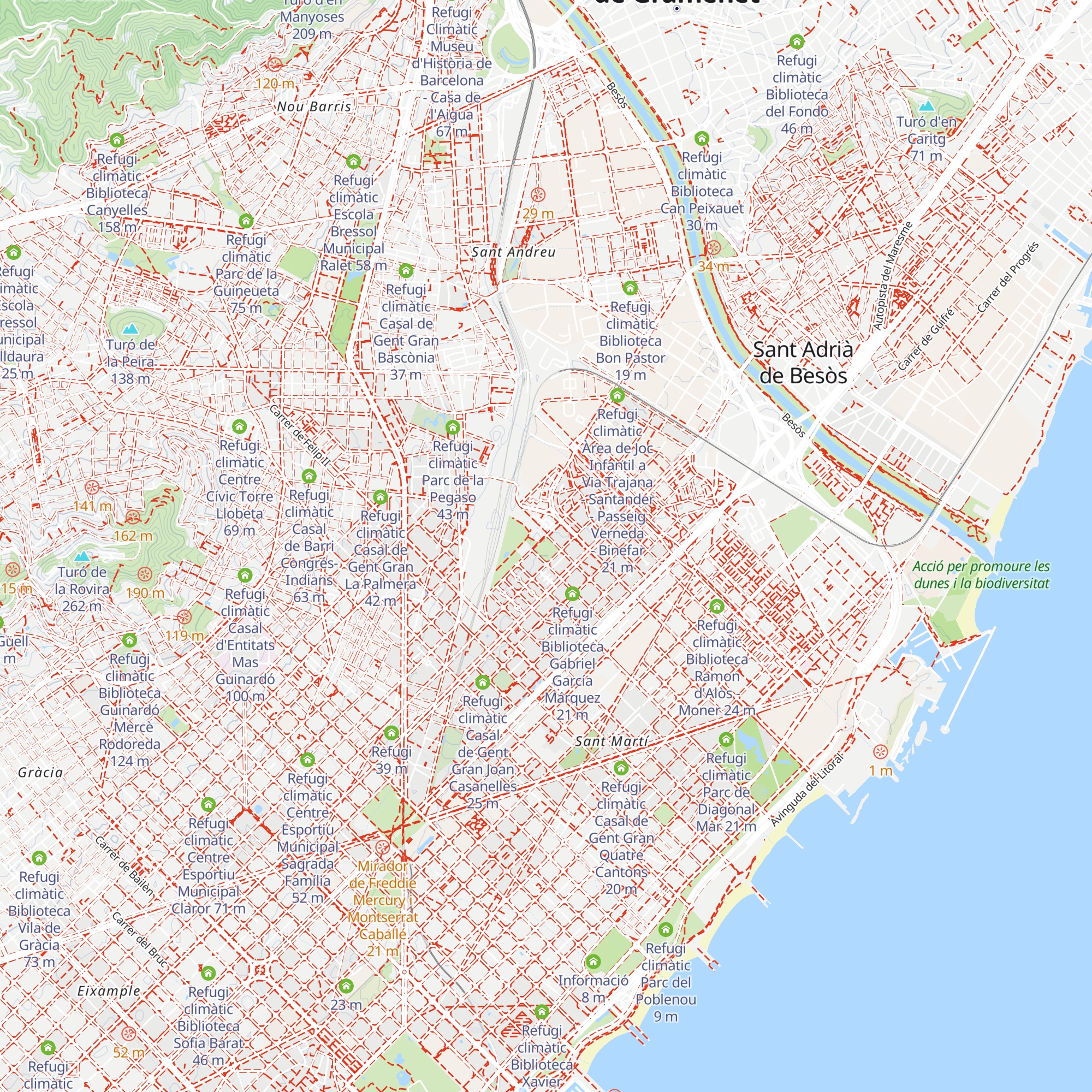 Refugi climàtic Parc de Sant Martí map