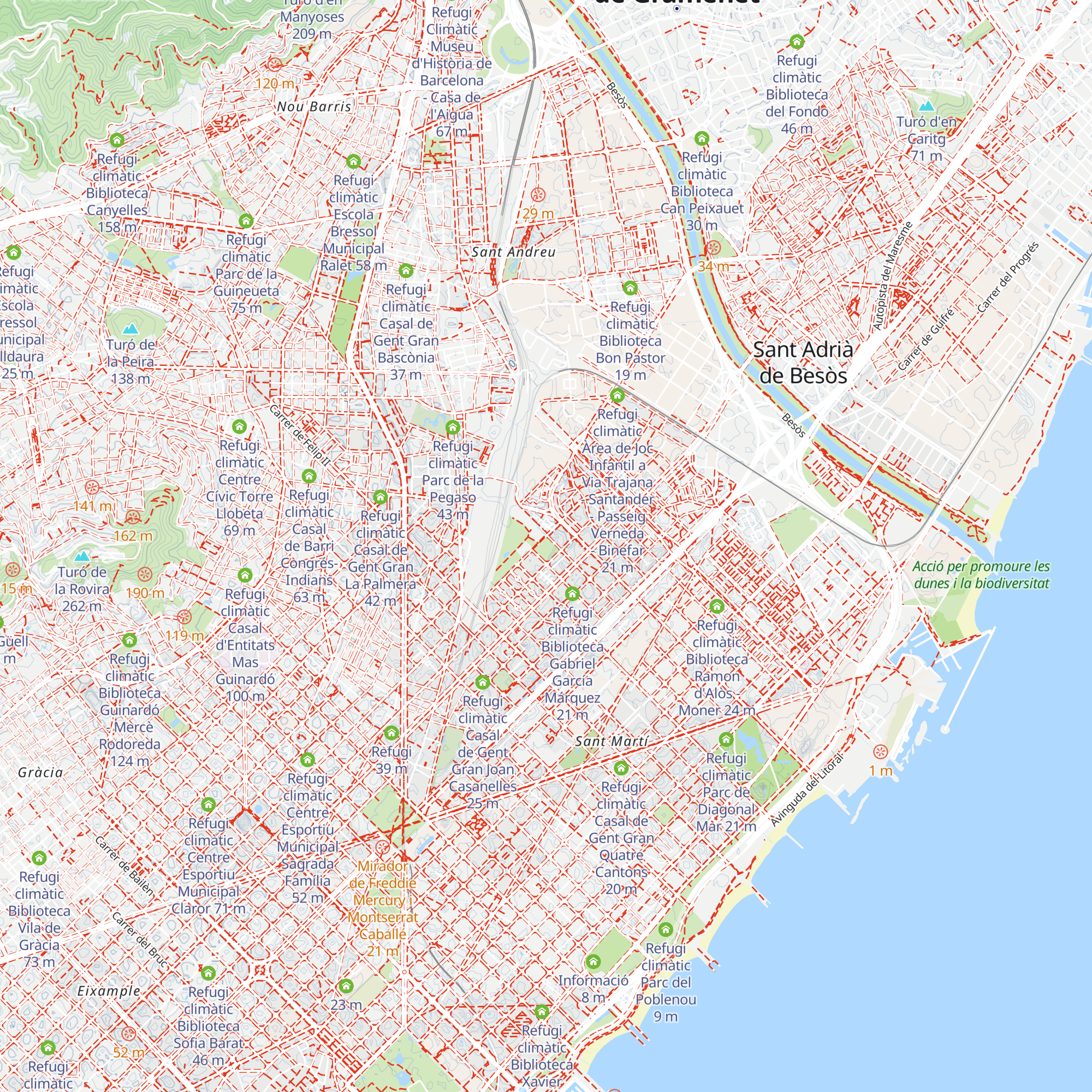 Refugi climàtic Parc de Sant Martí map