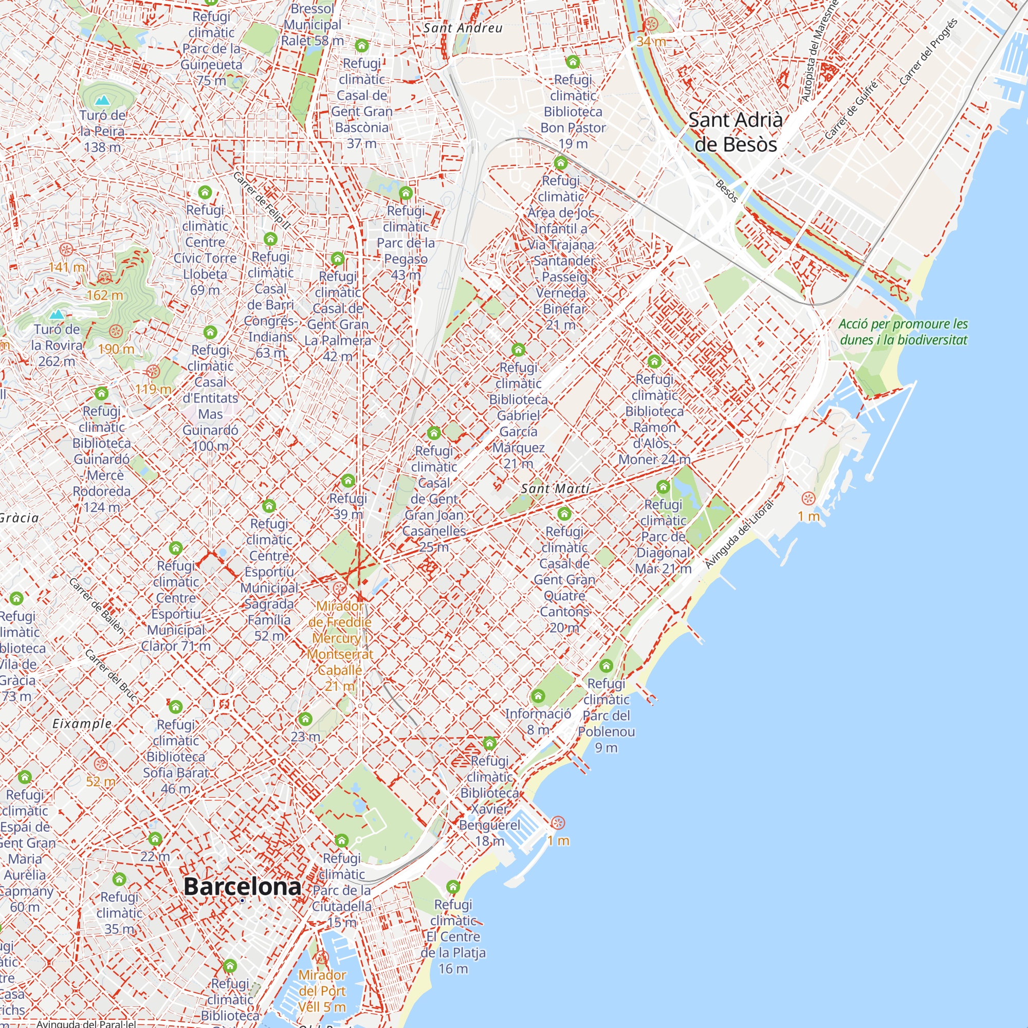 Refugi climàtic Parc del Centre del Poblenou map