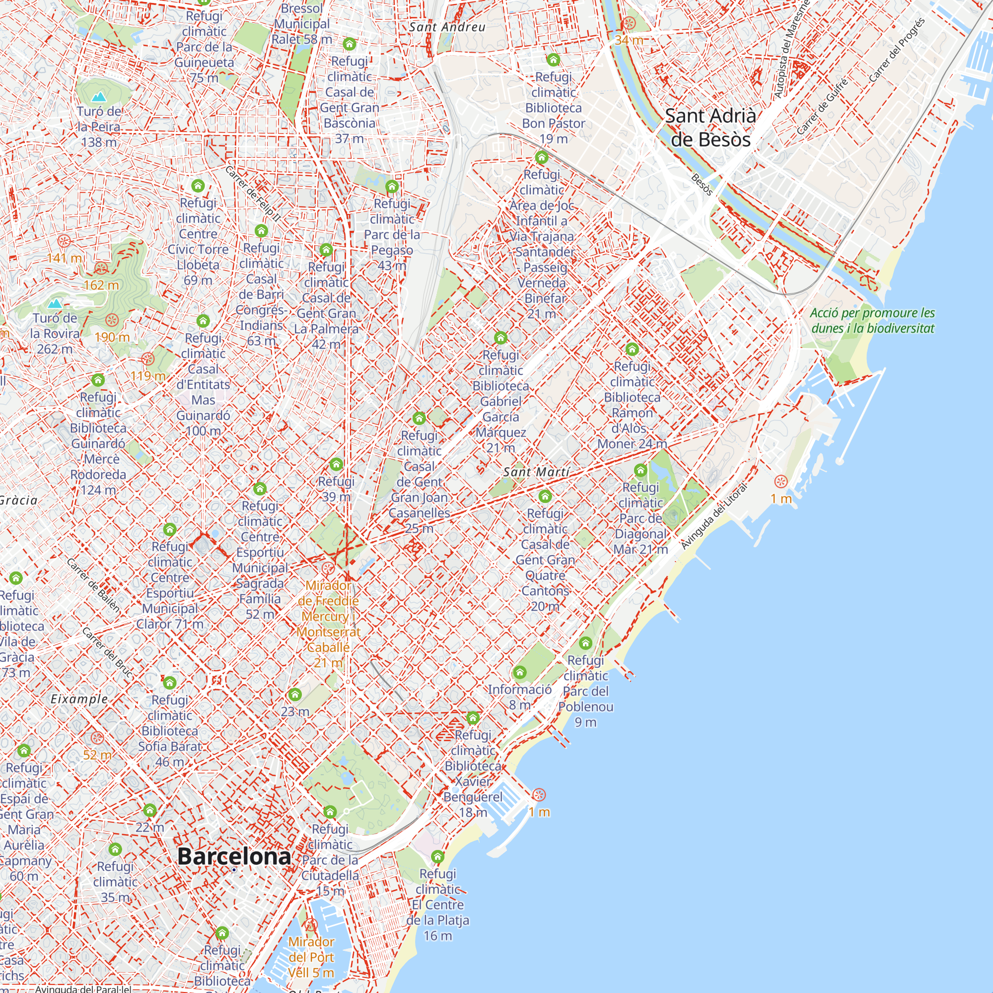 Refugi climàtic Parc del Centre del Poblenou map