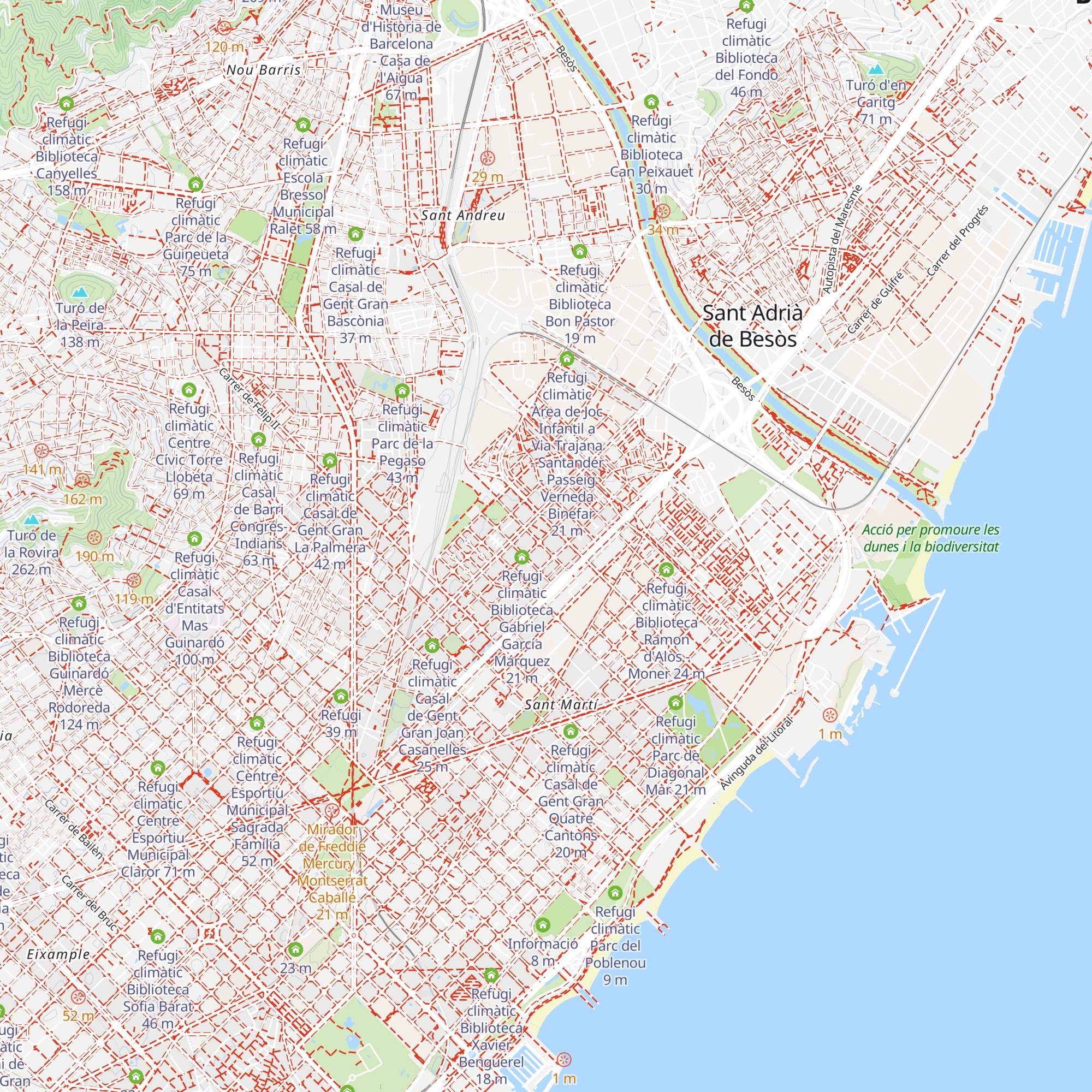 Refugi climàtic Centre Esportiu Municipal Júpiter map
