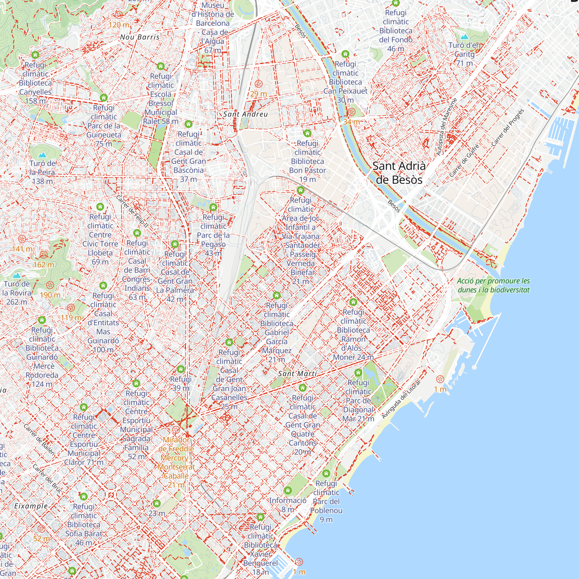 Refugi climàtic Centre Esportiu Municipal Júpiter map