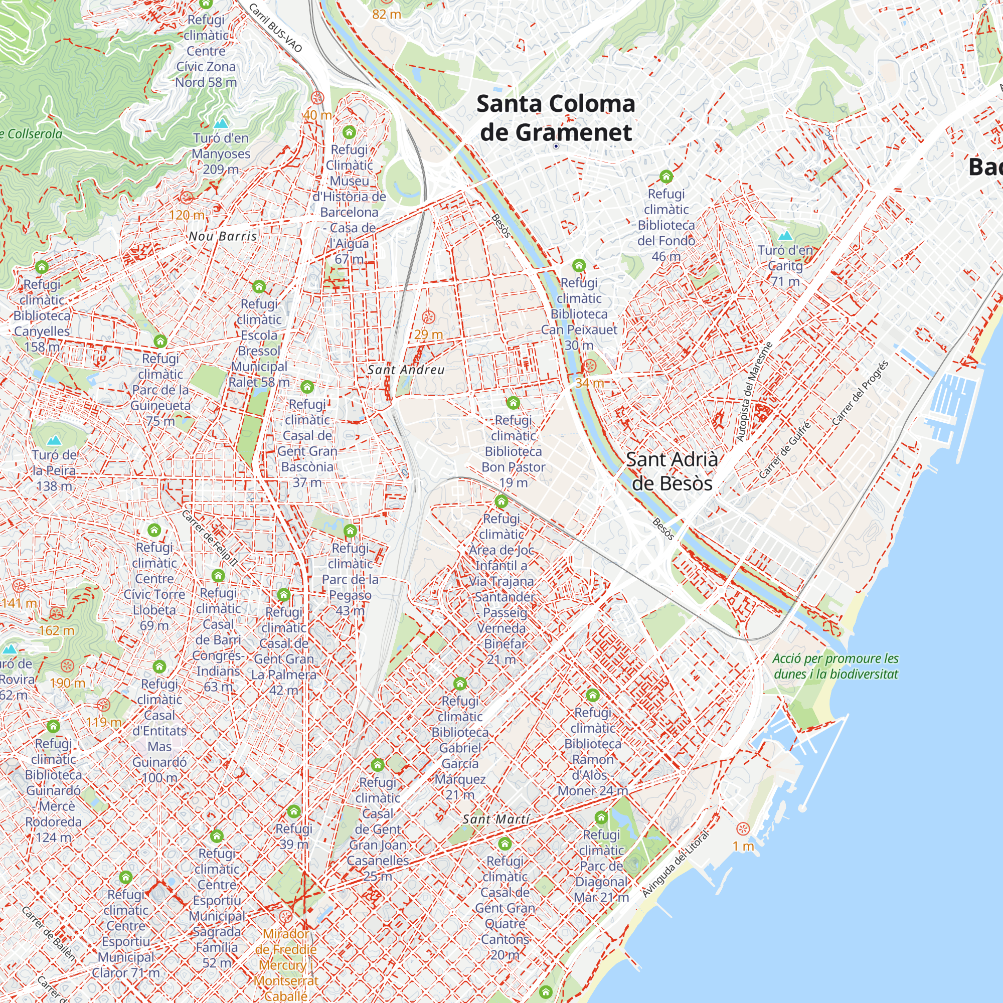 Refugi climàtic Àrea de Joc Infantil a Via Trajana - Santander - Passeig Verneda - Binefar map