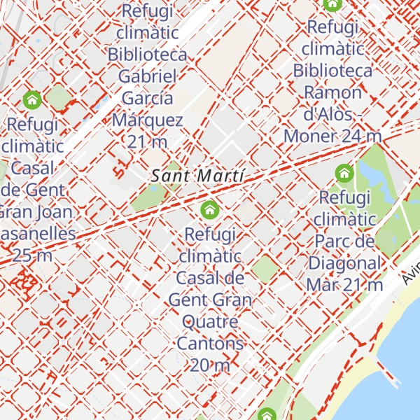 Map of Refugi climàtic Casal de Gent Gran Quatre Cantons