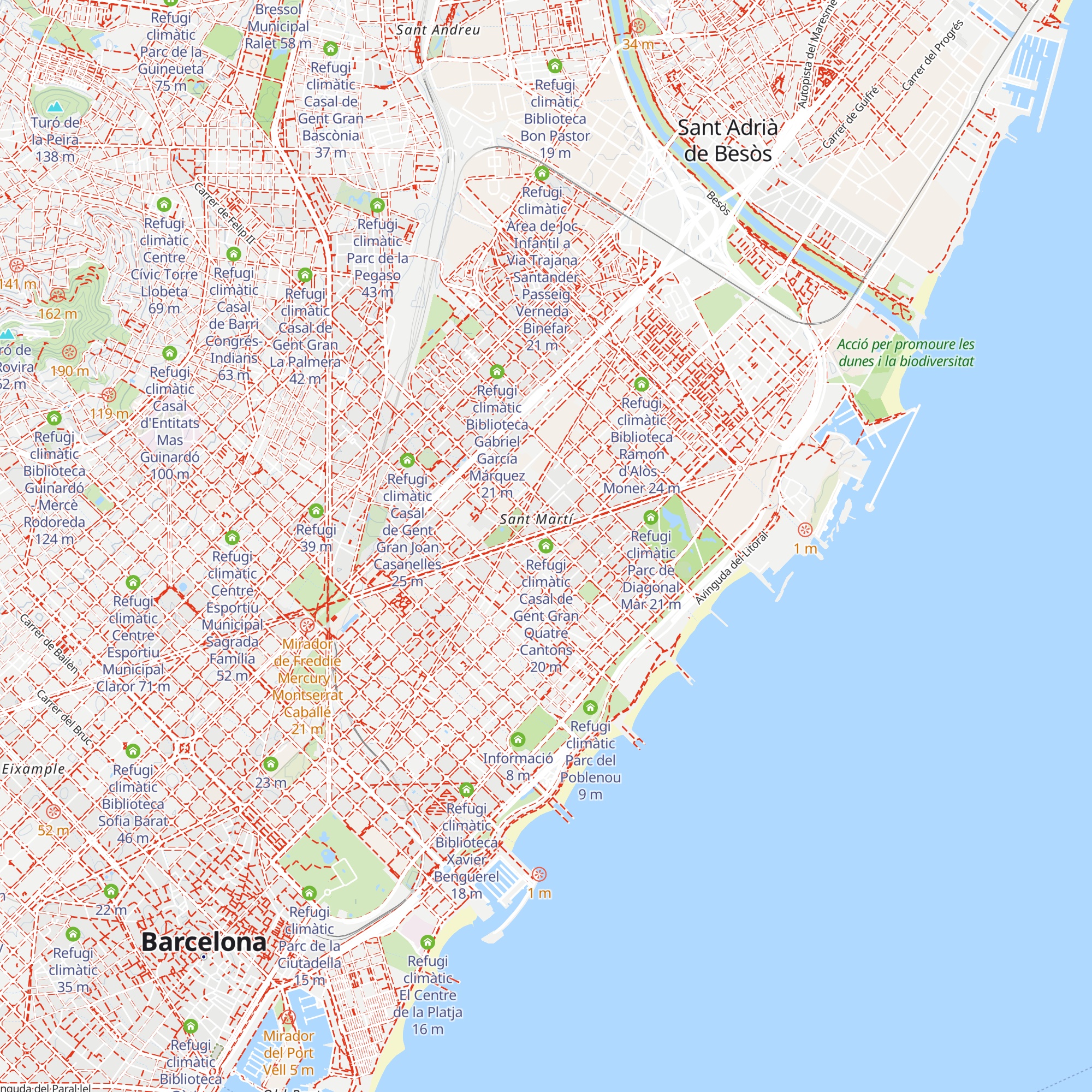 Refugi climàtic Casal de Gent Gran Quatre Cantons map