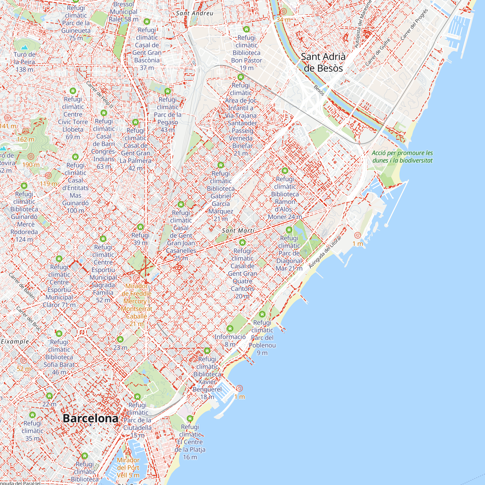 Refugi climàtic Casal de Gent Gran Quatre Cantons map