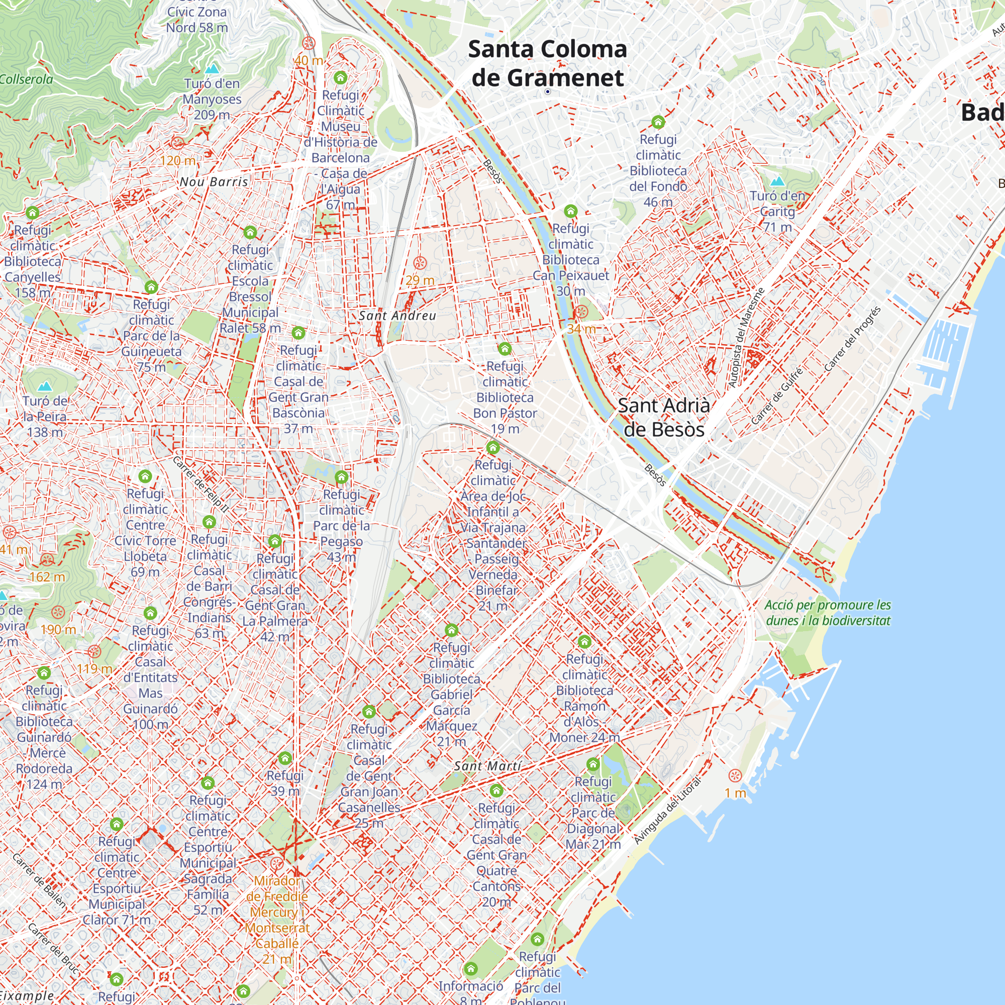 Refugi climàtic Casal de Gent Gran Verneda Alta map