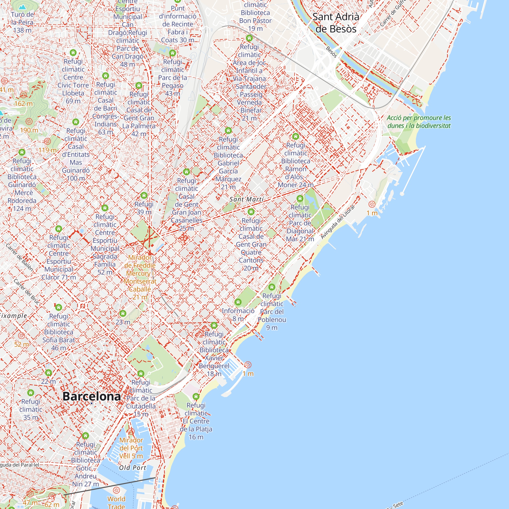 Refugi climàtic Biblioteca Poblenou-Manuel Arranz *Tancada per una incidència tècnica map