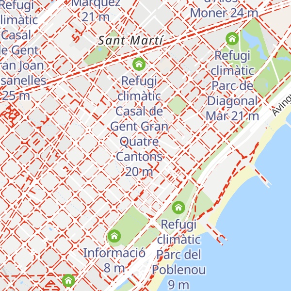 Map of Refugi climàtic Biblioteca Poblenou-Manuel Arranz *Tancada per una incidència tècnica