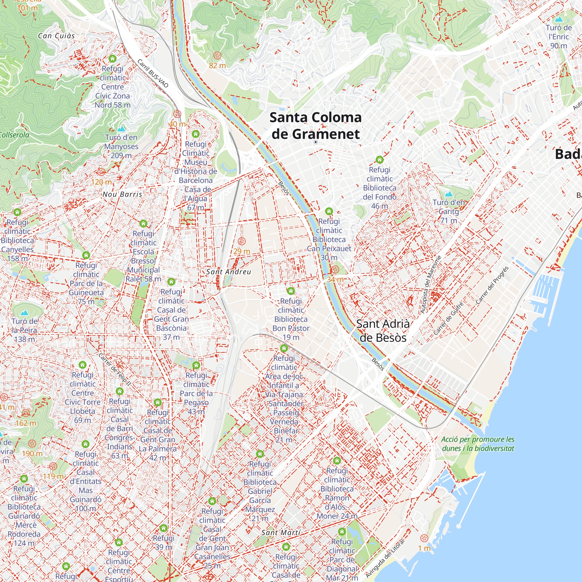 Refugi climàtic Biblioteca Bon Pastor map