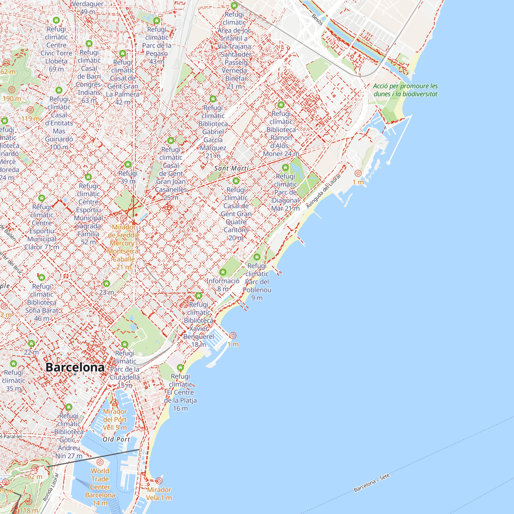 Refugi climàtic Parc del Poblenou map