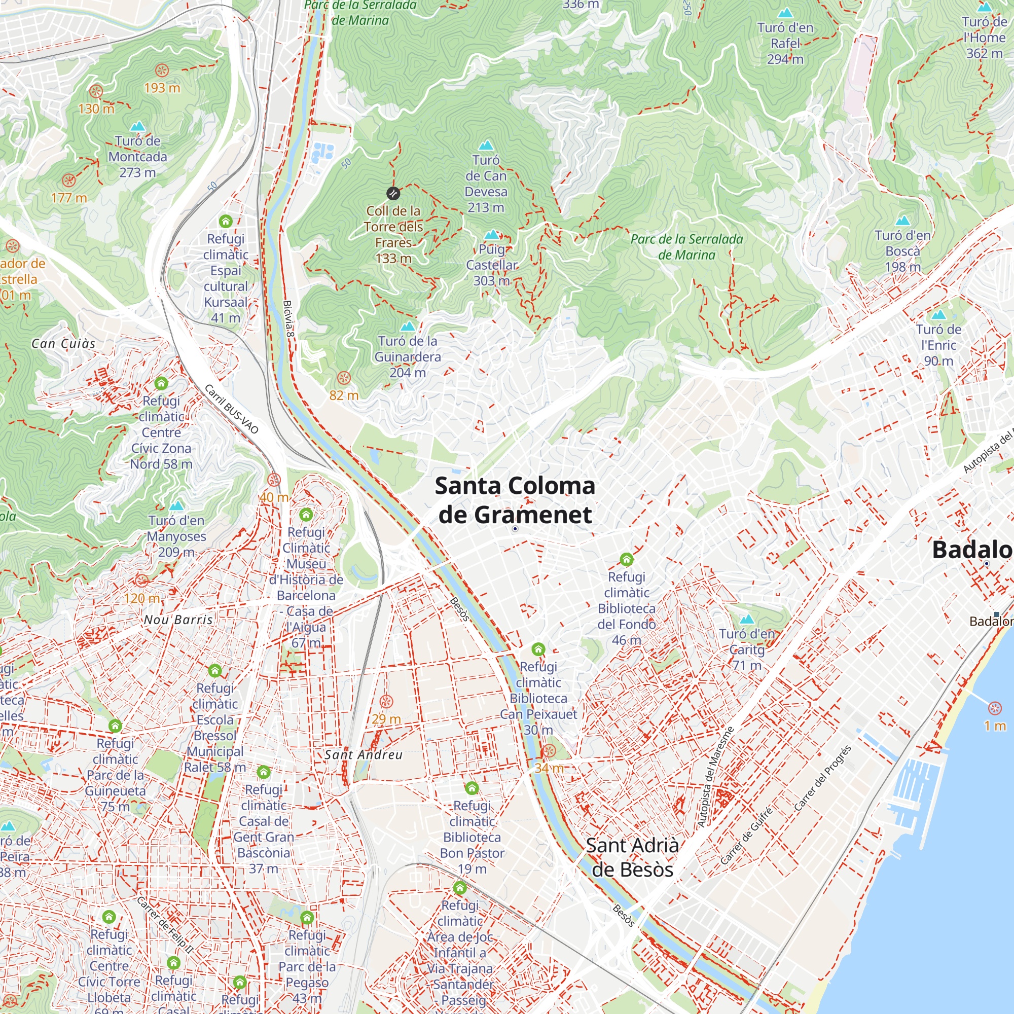 Refugi climàtic Biblioteca Central map