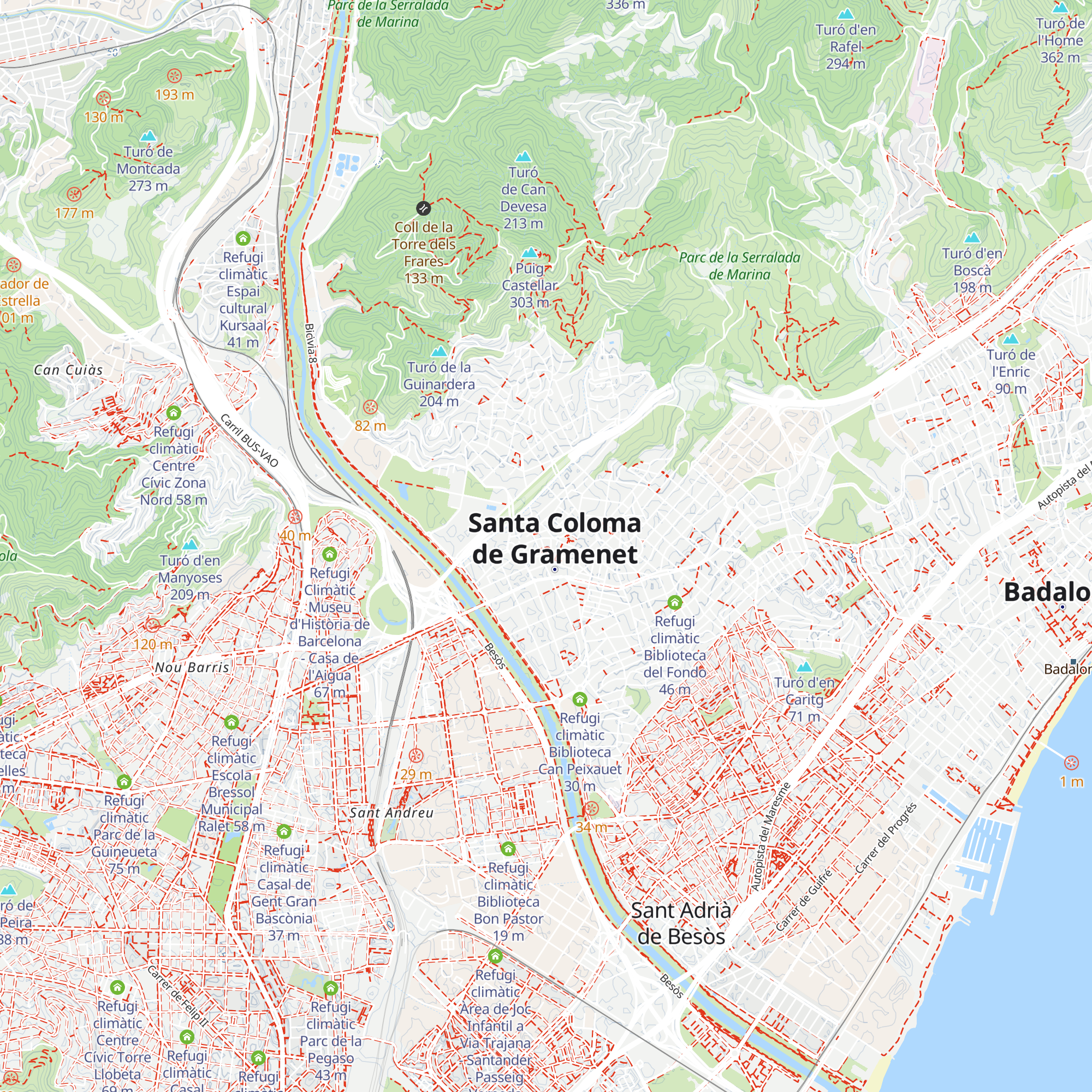 Refugi climàtic Biblioteca Central map