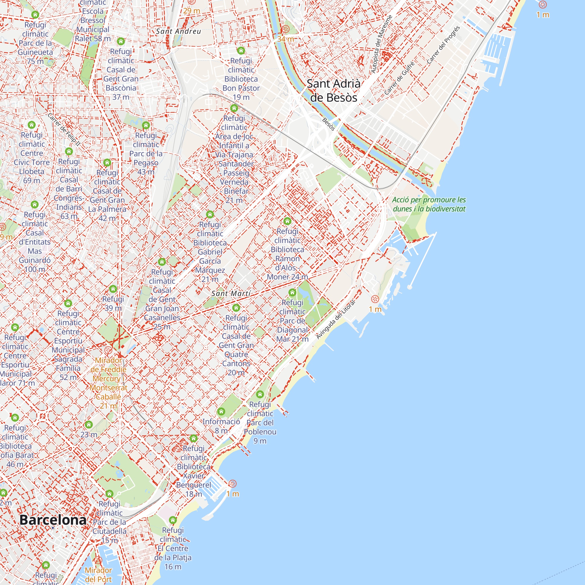 Refugi climàtic Parc de Diagonal Mar map