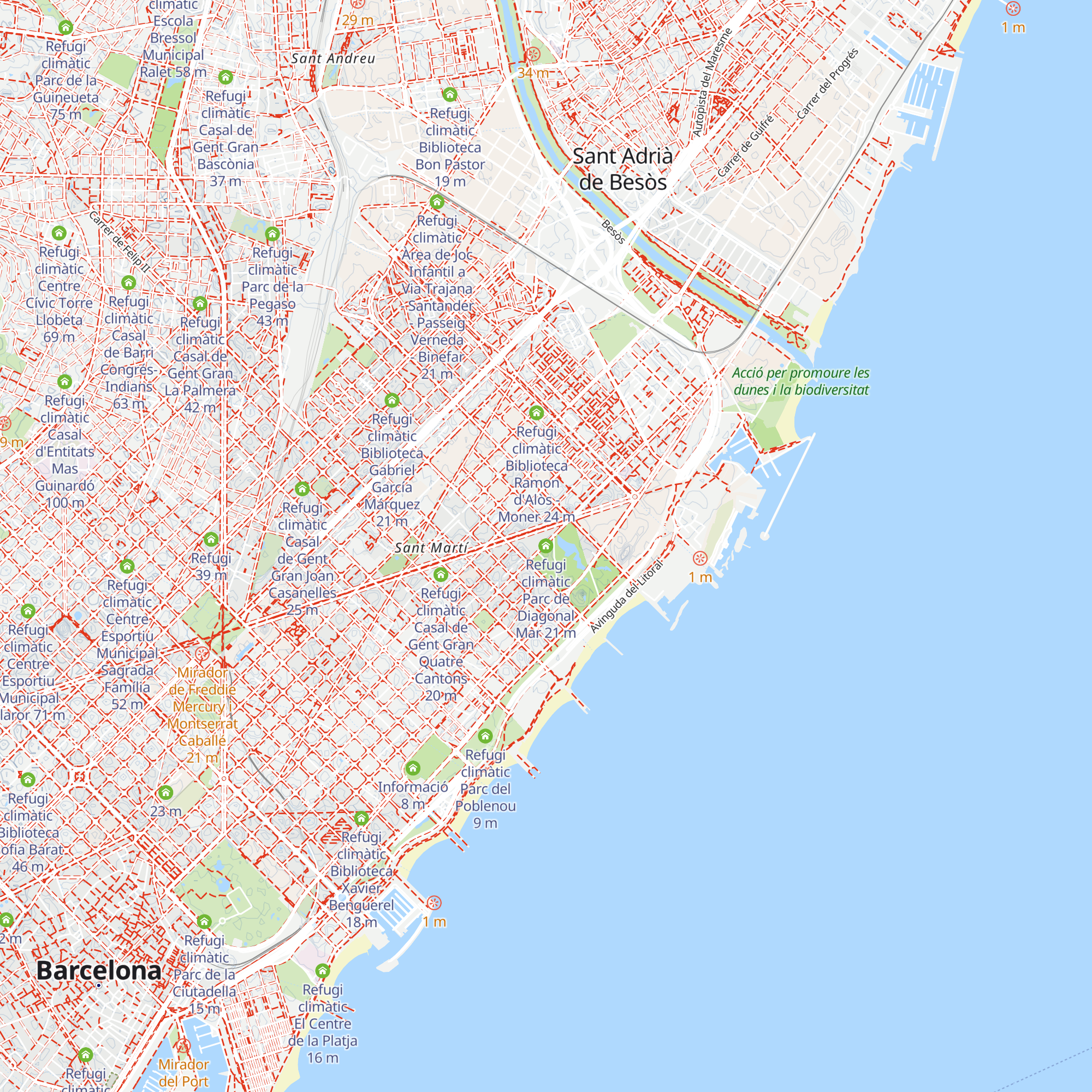 Refugi climàtic Parc de Diagonal Mar map