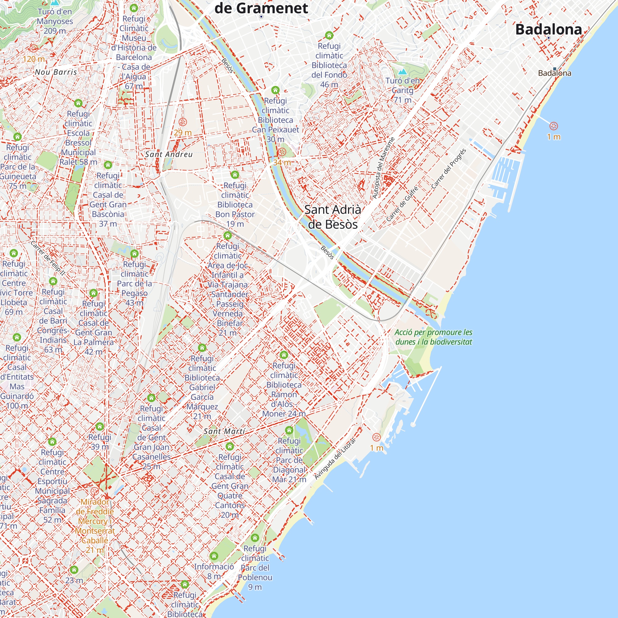 Refugi climàtic Centre Cultural Besòs map