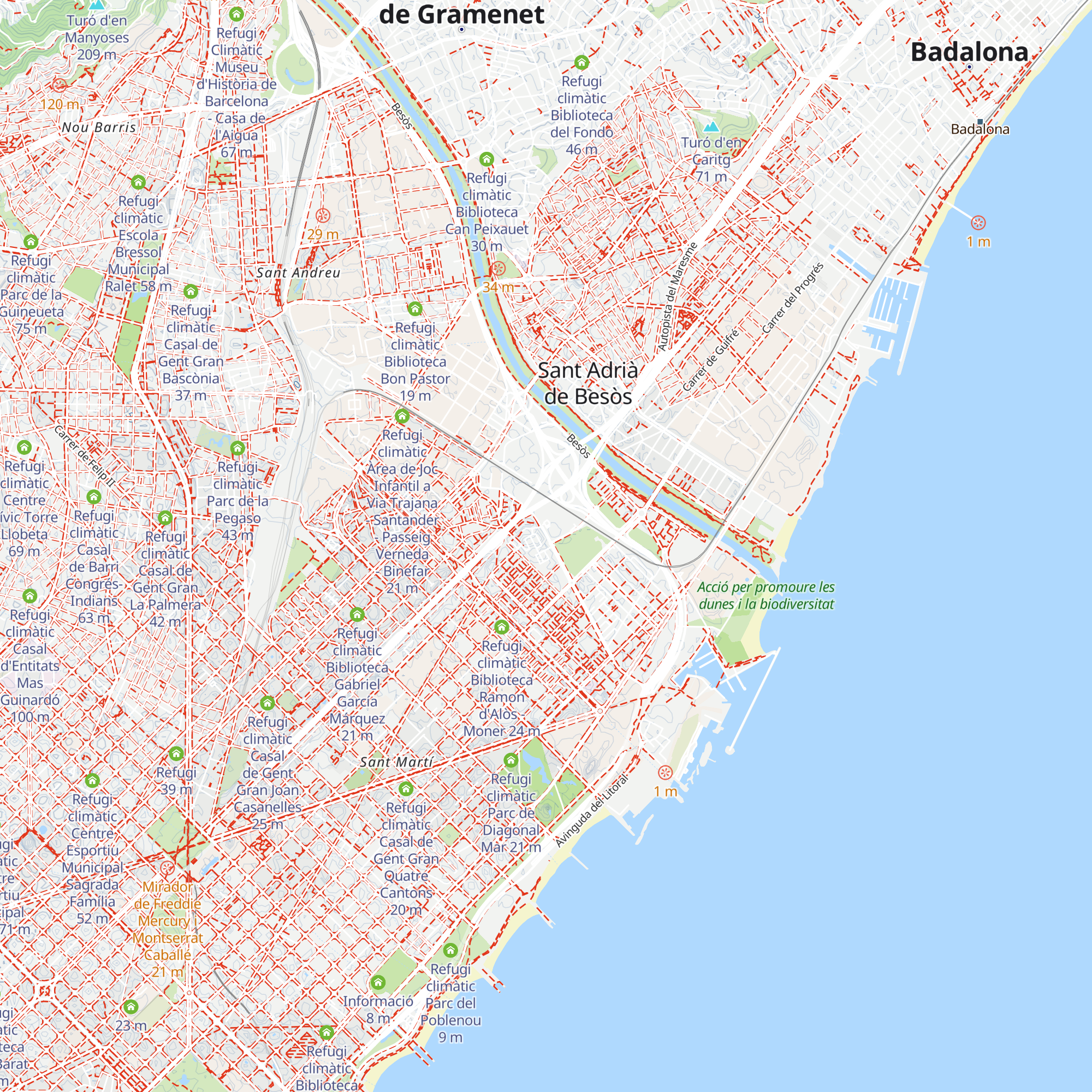 Refugi climàtic Centre Cultural Besòs map