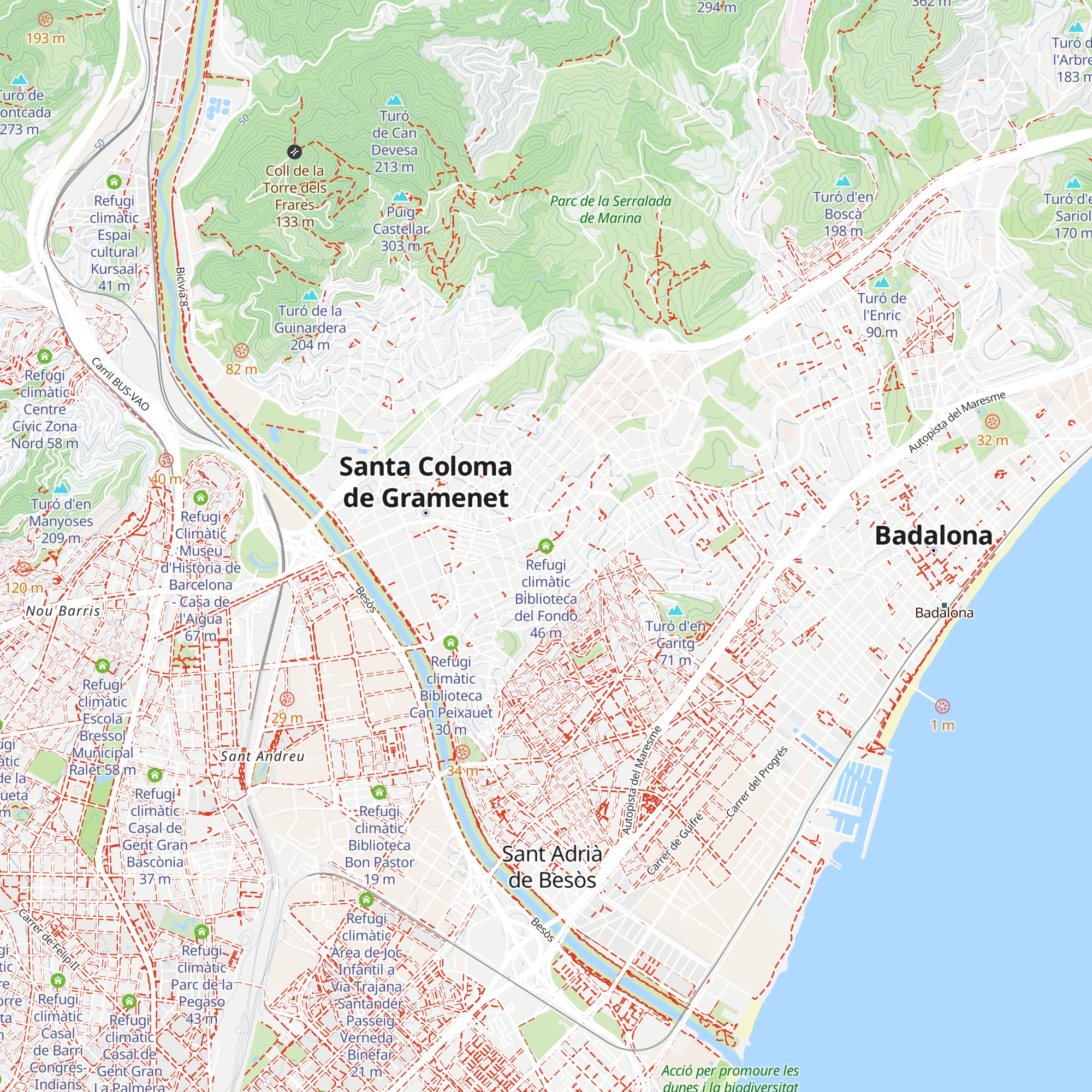 Refugi climàtic Biblioteca del Fondo map