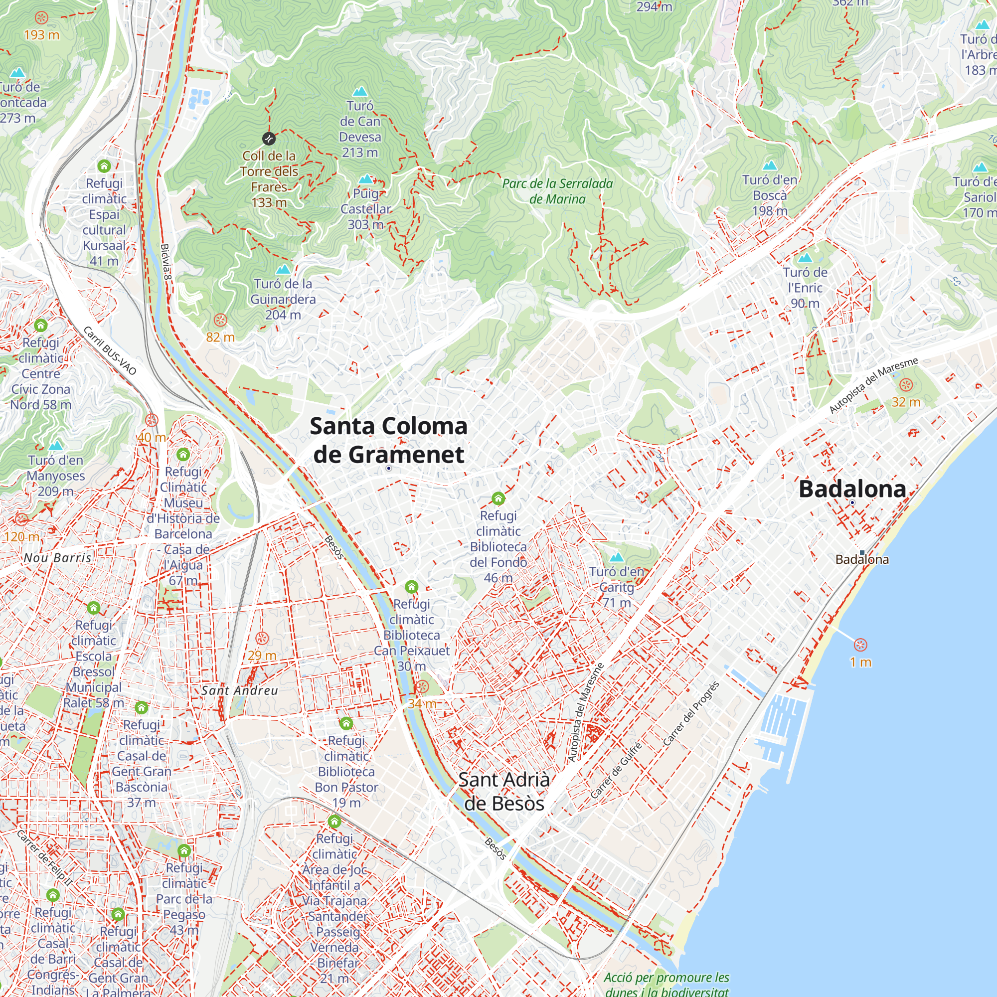 Refugi climàtic Biblioteca del Fondo map