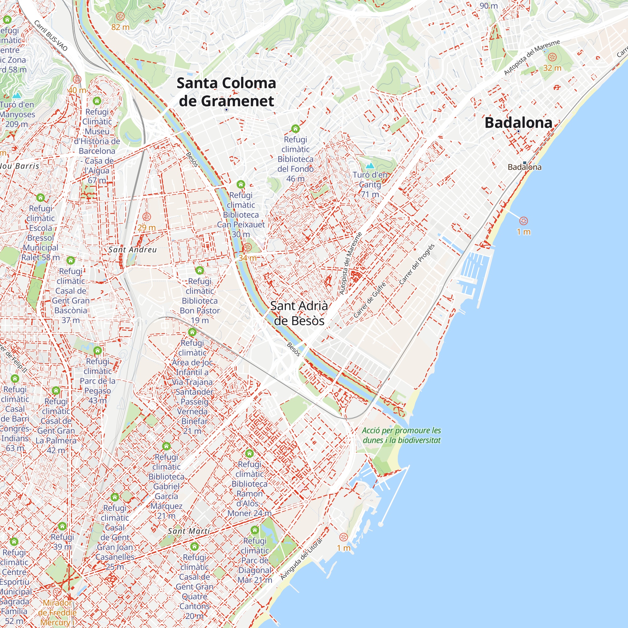 Refugi climàtic Centre Fiveller map