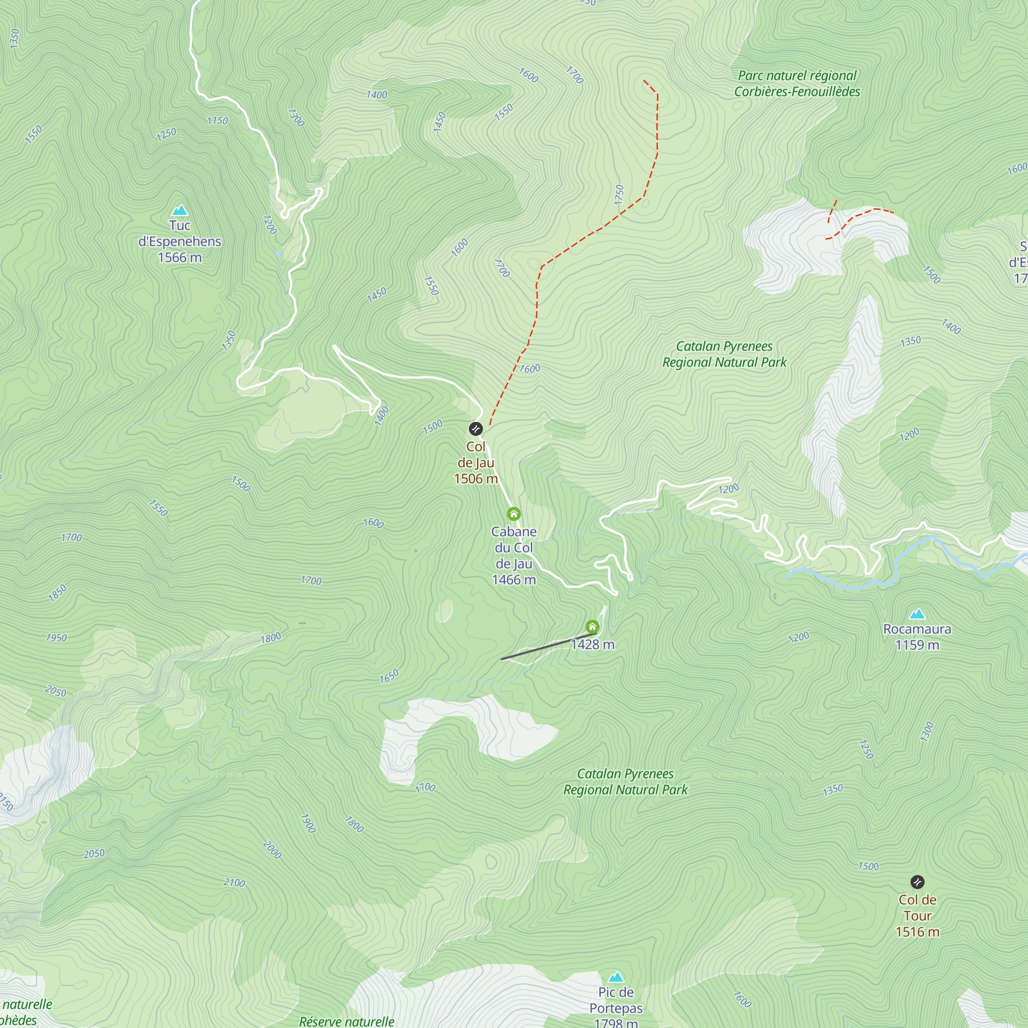 Cabane du Col de Jau map