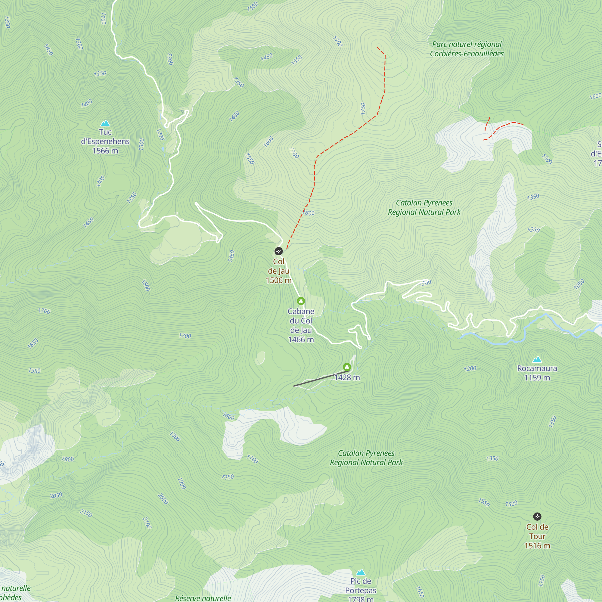 Cabane du Col de Jau map