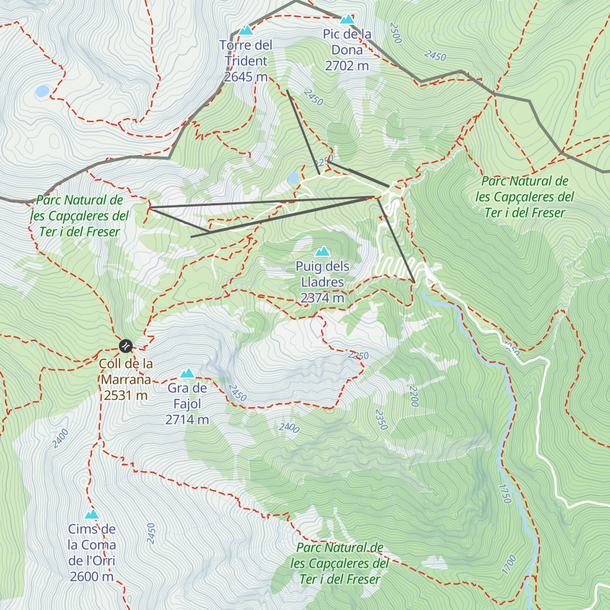 Refugi d'Ulldeter map