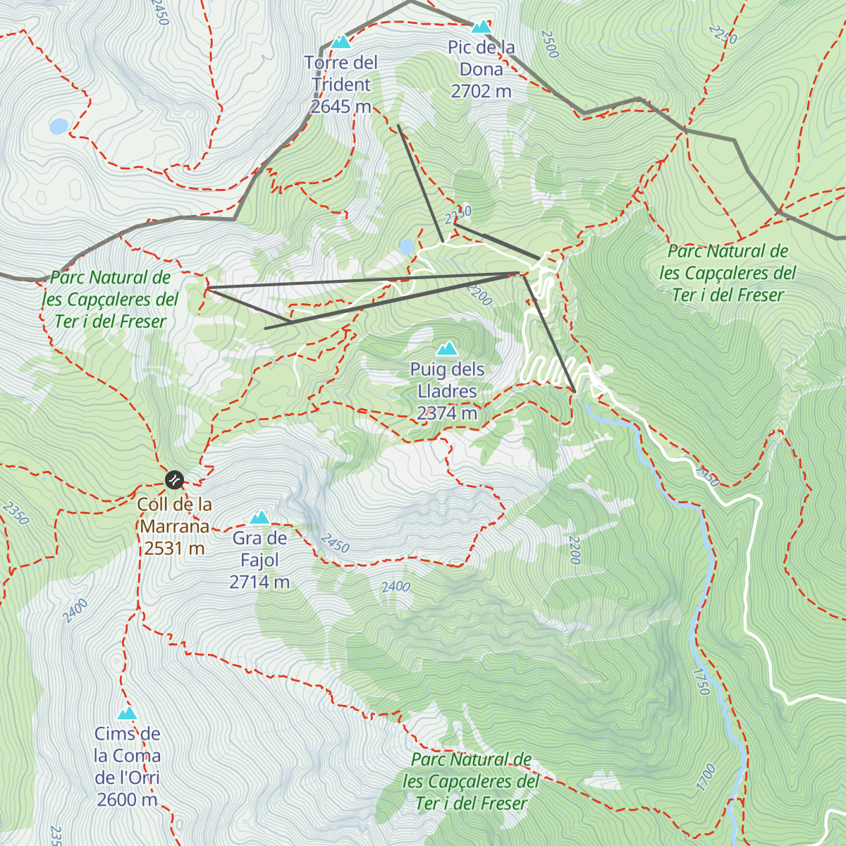 Refugi d'Ulldeter map