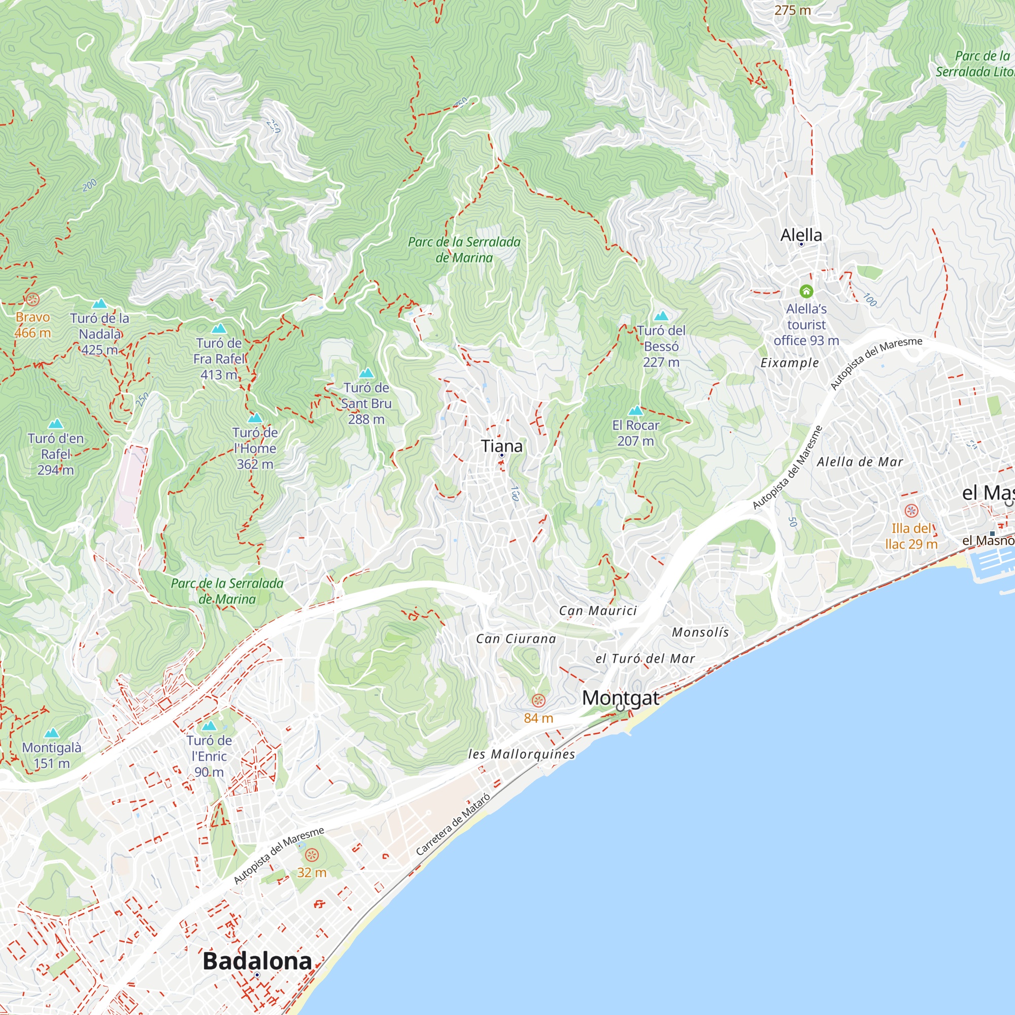 Refugi climàtic Parc de l'antic camp de futbol de Tiana map