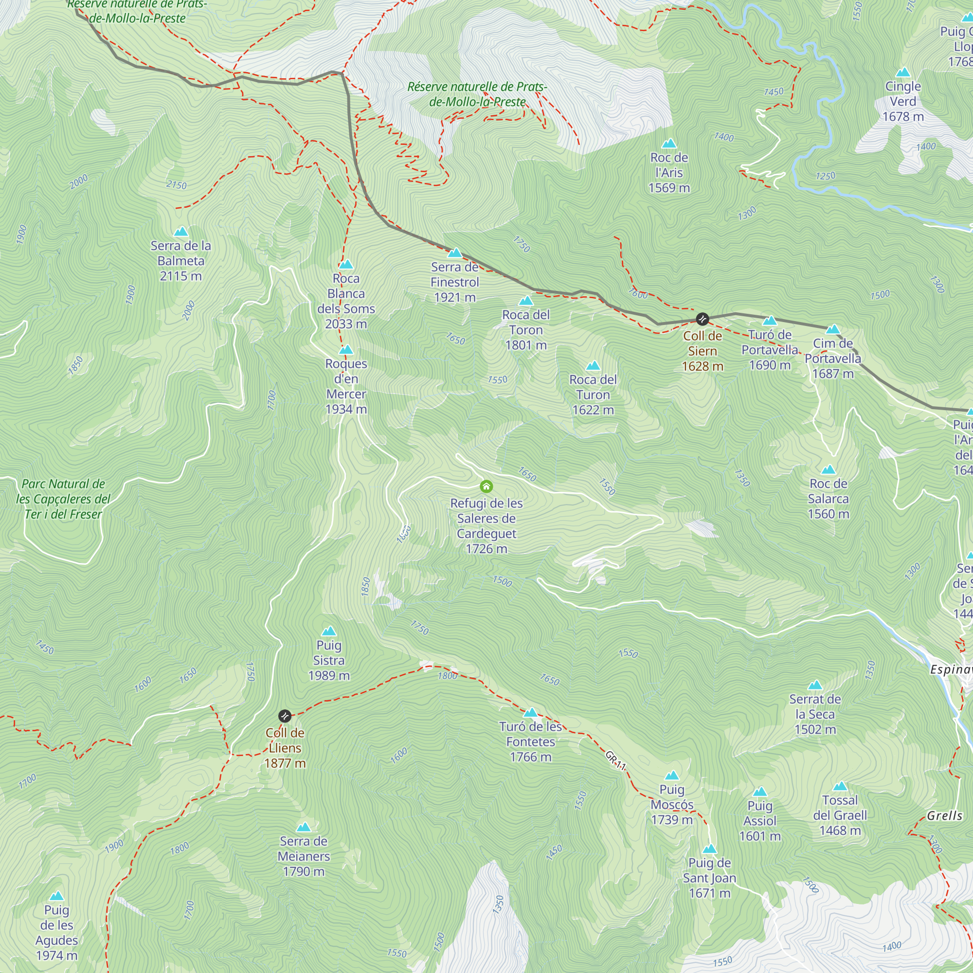 Refugi de les Saleres de Cardeguet map
