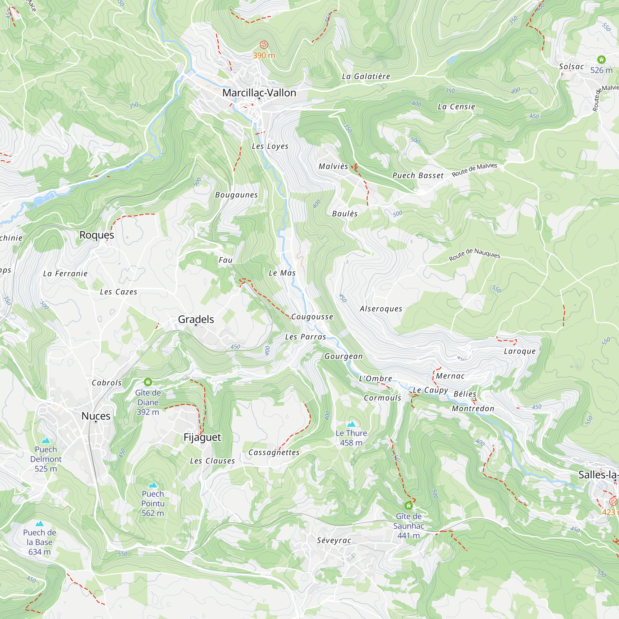 Gîtes et chambres d'hôtes à Cougousse map