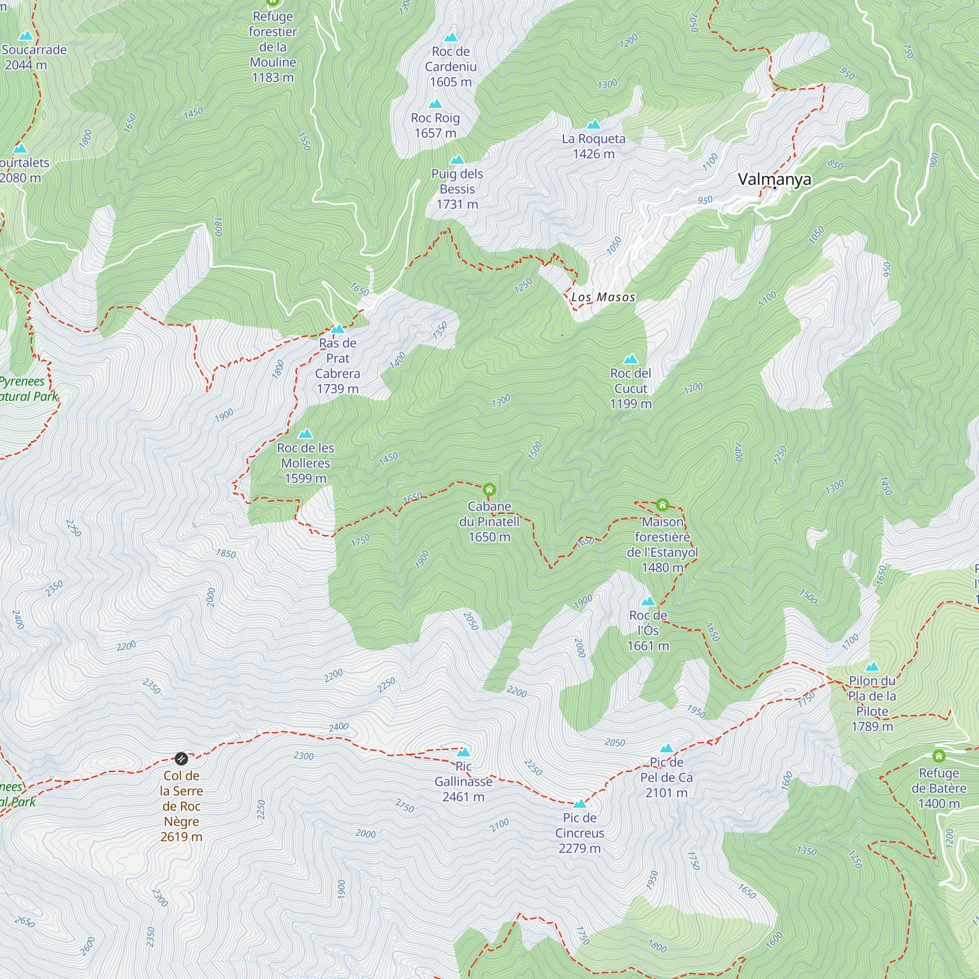 Cabane du Pinatell map