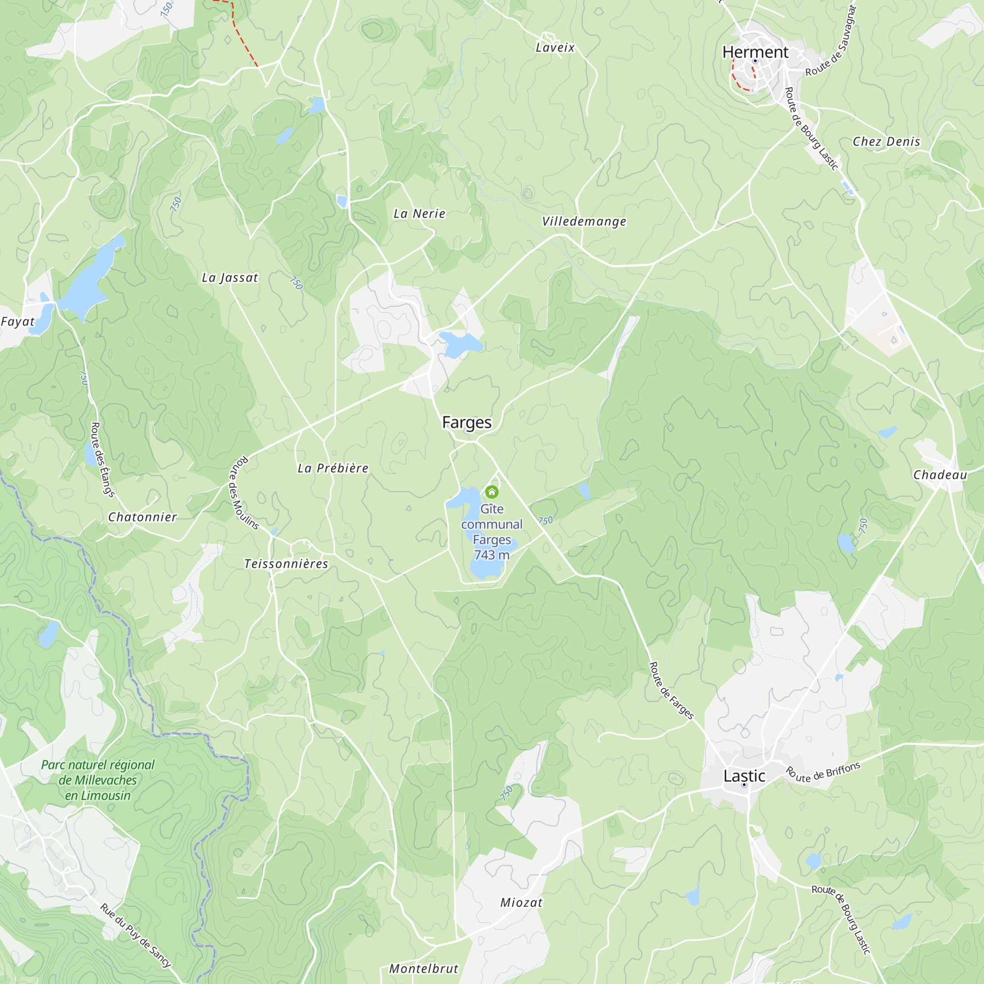 Gîte communal Farges map