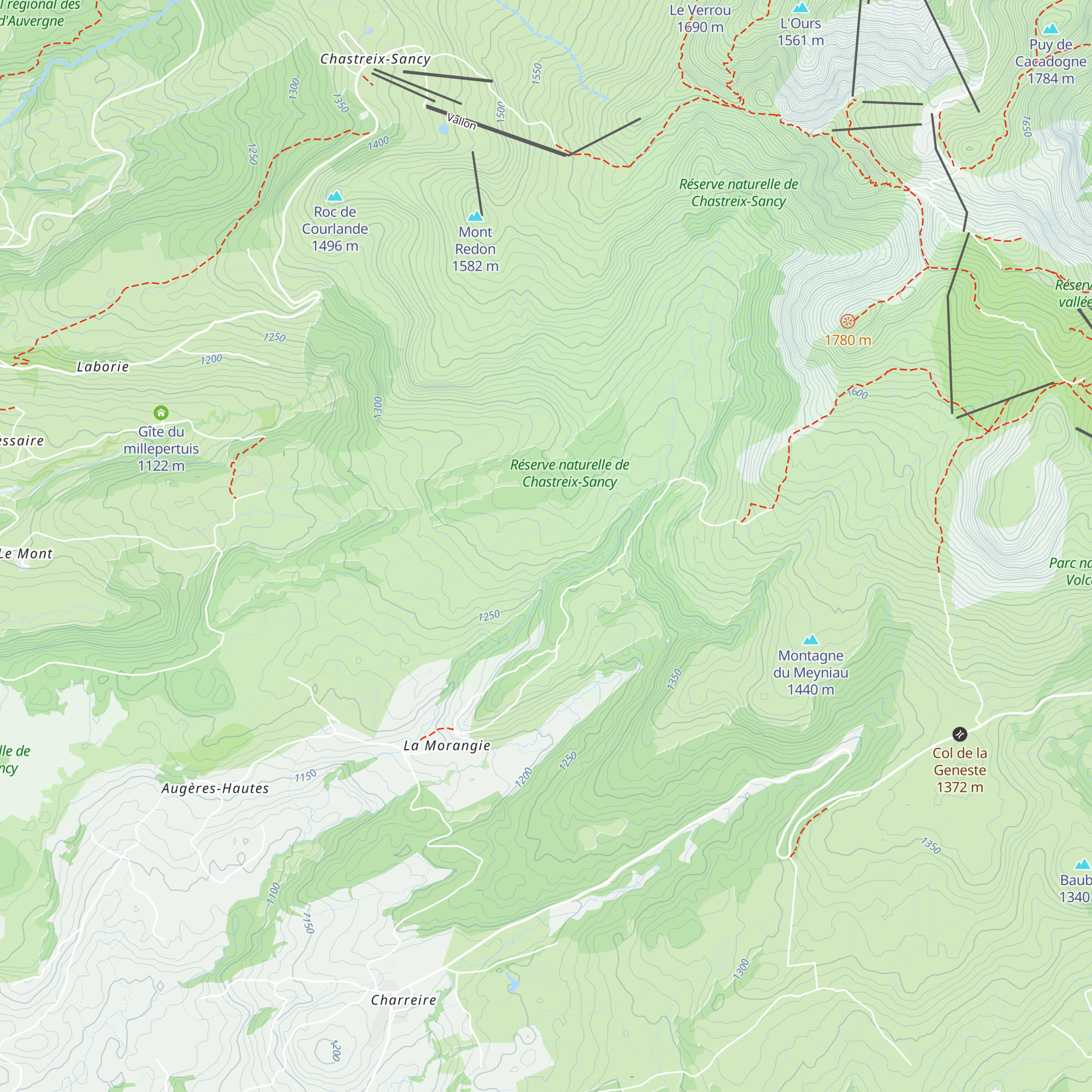 Refuge de Merdençon map