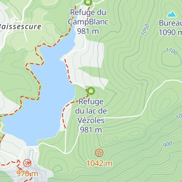 Map of Refuge du lac de Vézoles