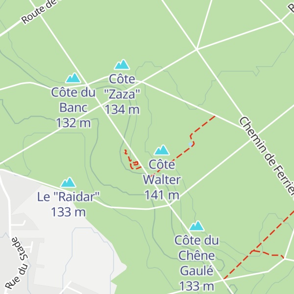 Map of Côte dite "PAW" Perpendiculaire à la Walter