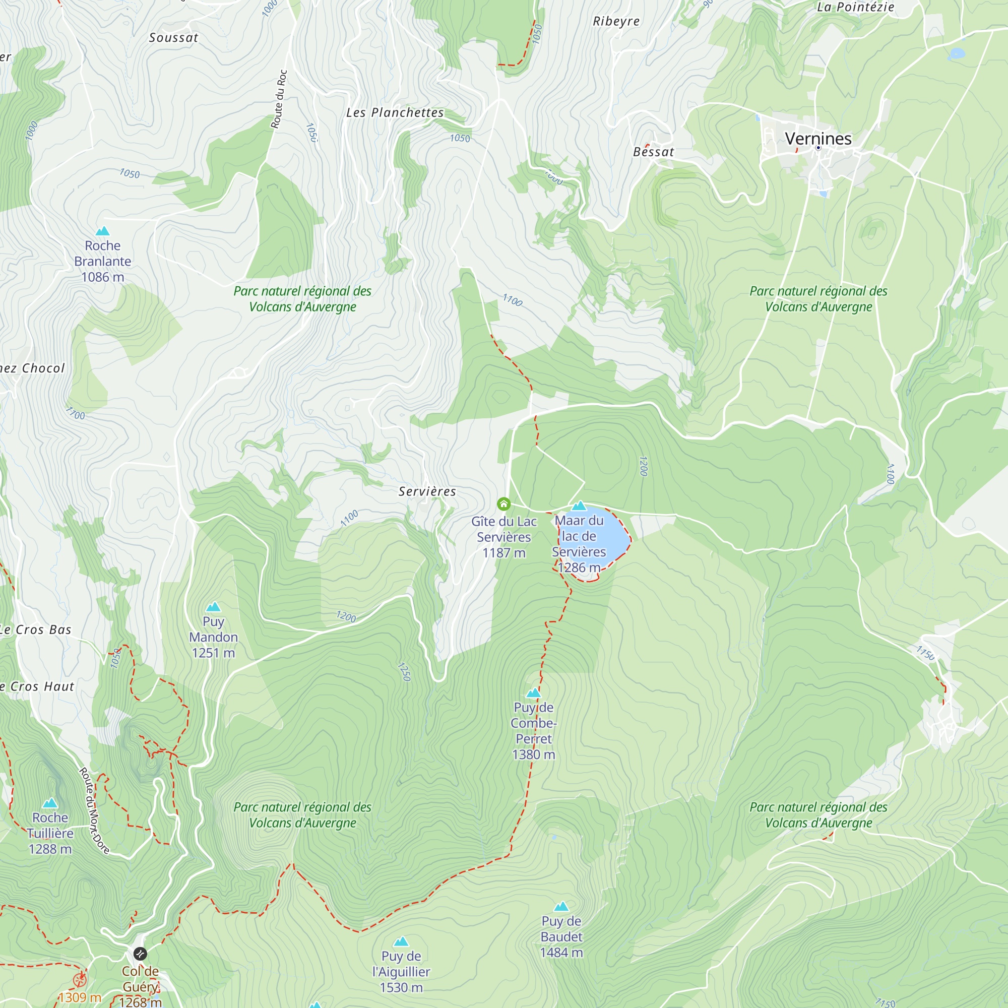 Gîte du Lac Servières map