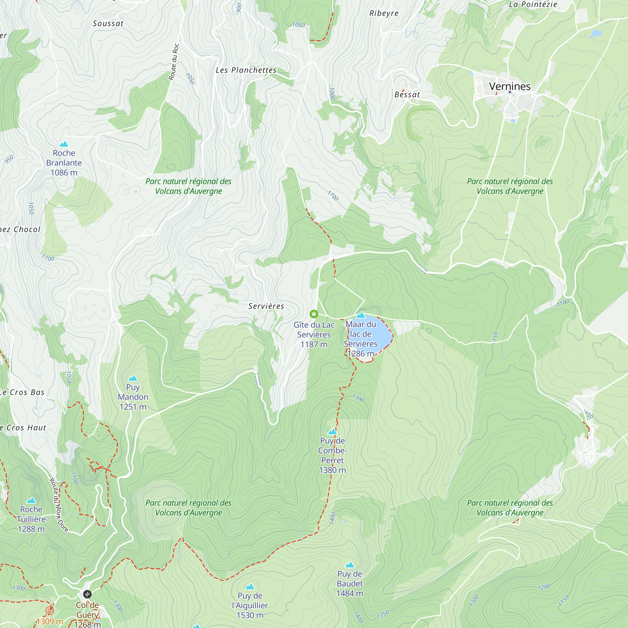 Gîte du Lac Servières map