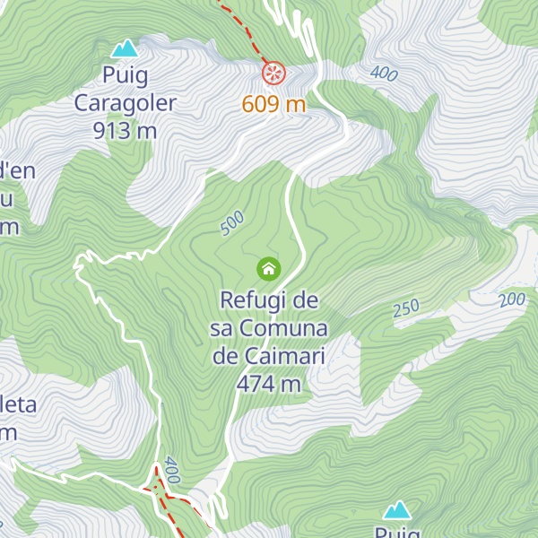 Map of Refugi de sa Comuna de Caimari